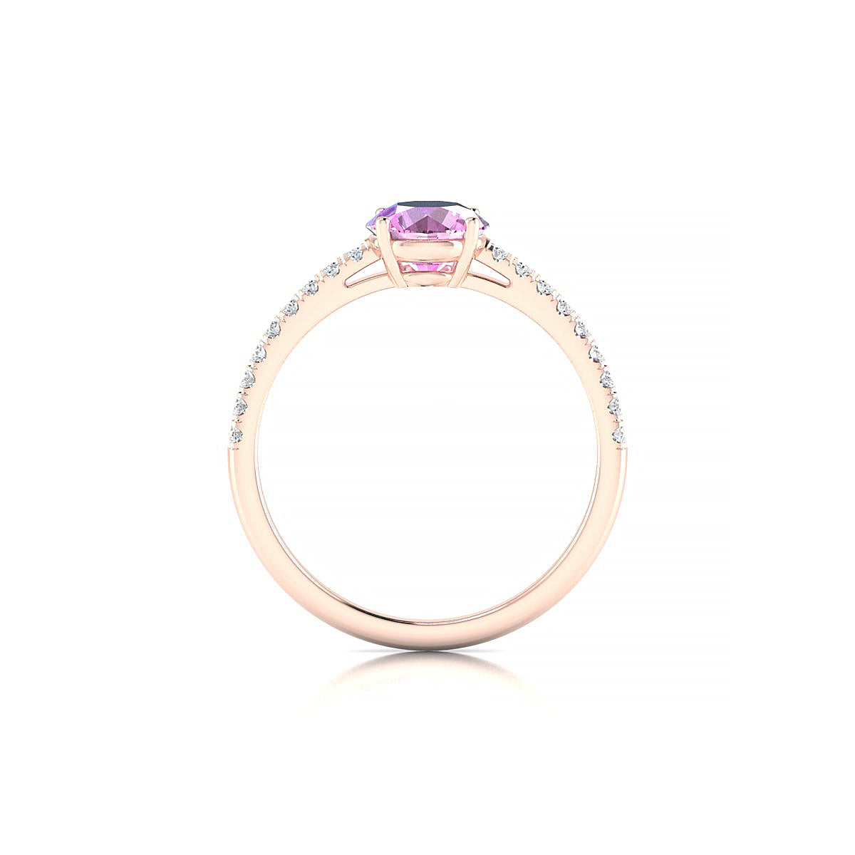 Timeless | 18k Rose Gold 6 mm Round Pink Sapphire Ring