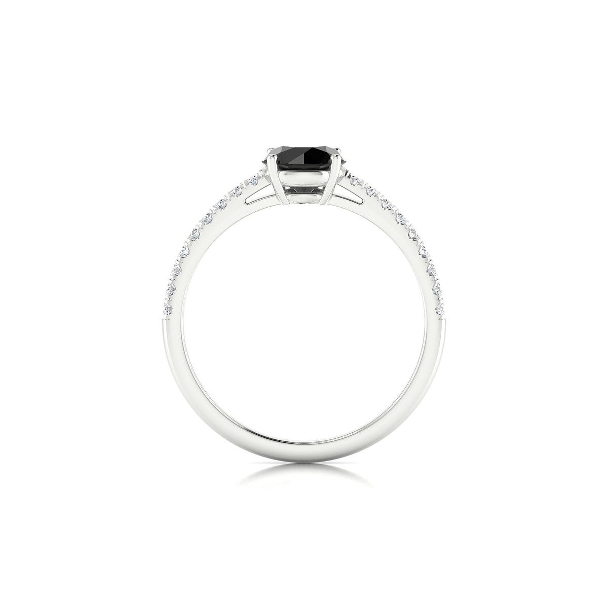 Timeless | 18k White Gold 6 mm Round Black Diamond Ring