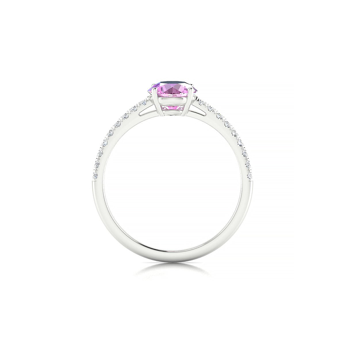 Timeless | 18k White Gold 6 mm Round Pink Sapphire Ring