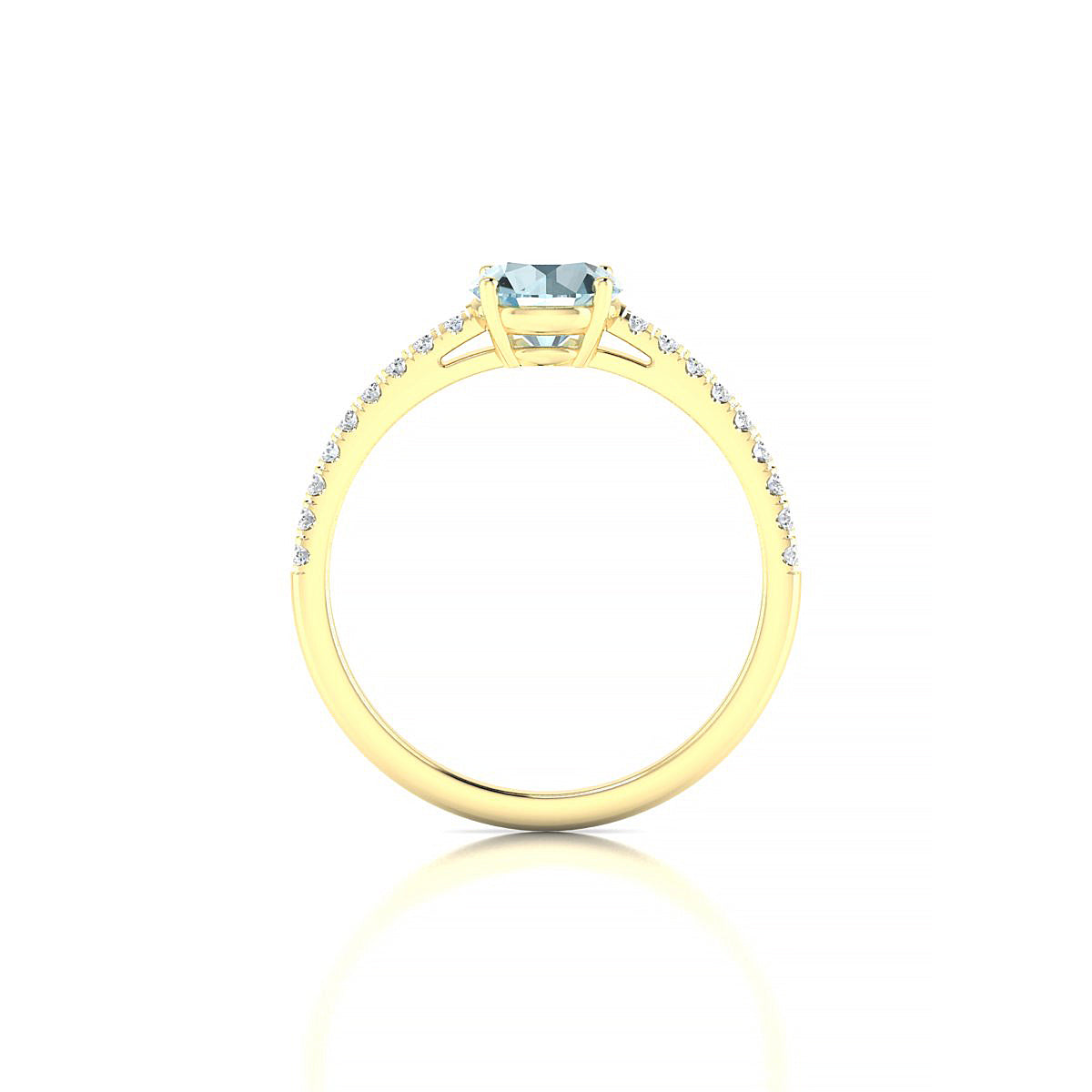 Timeless | 18k Yellow Gold 6 mm Round Aquamarine Ring