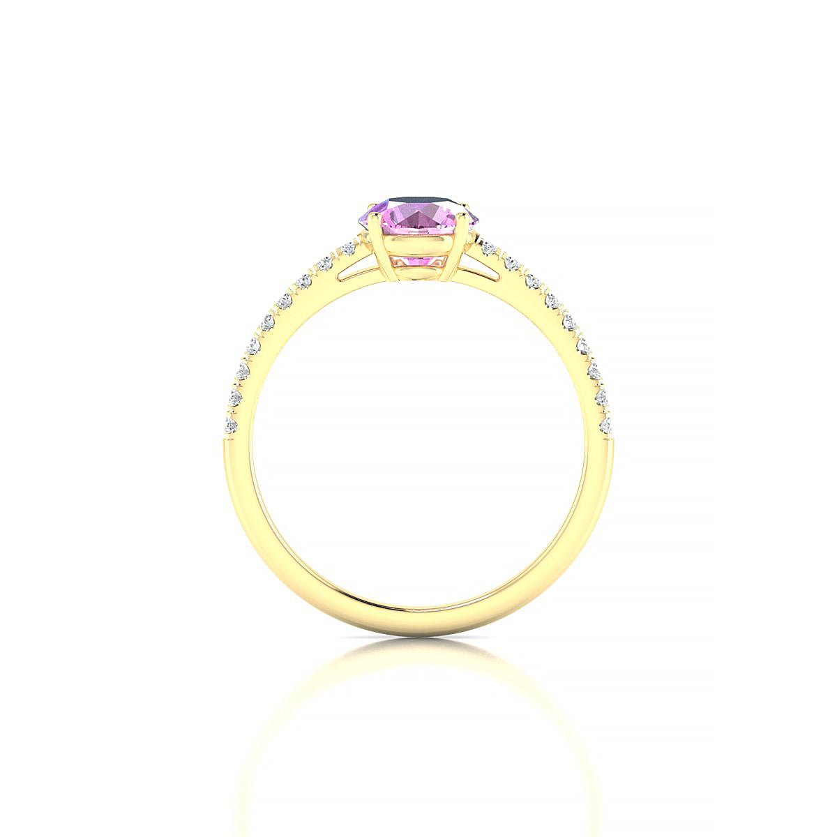 Timeless | 18k Yellow Gold 6 mm Round Pink Sapphire Ring