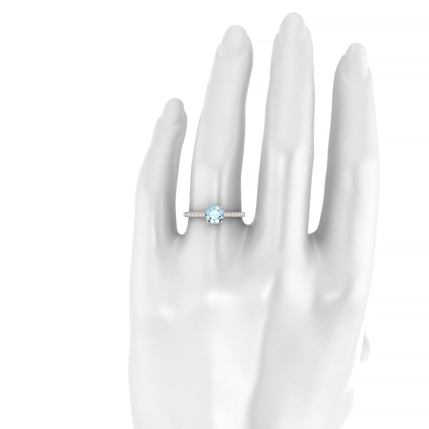 Timeless | 18k Rose Gold 6 mm Round Aquamarine Ring