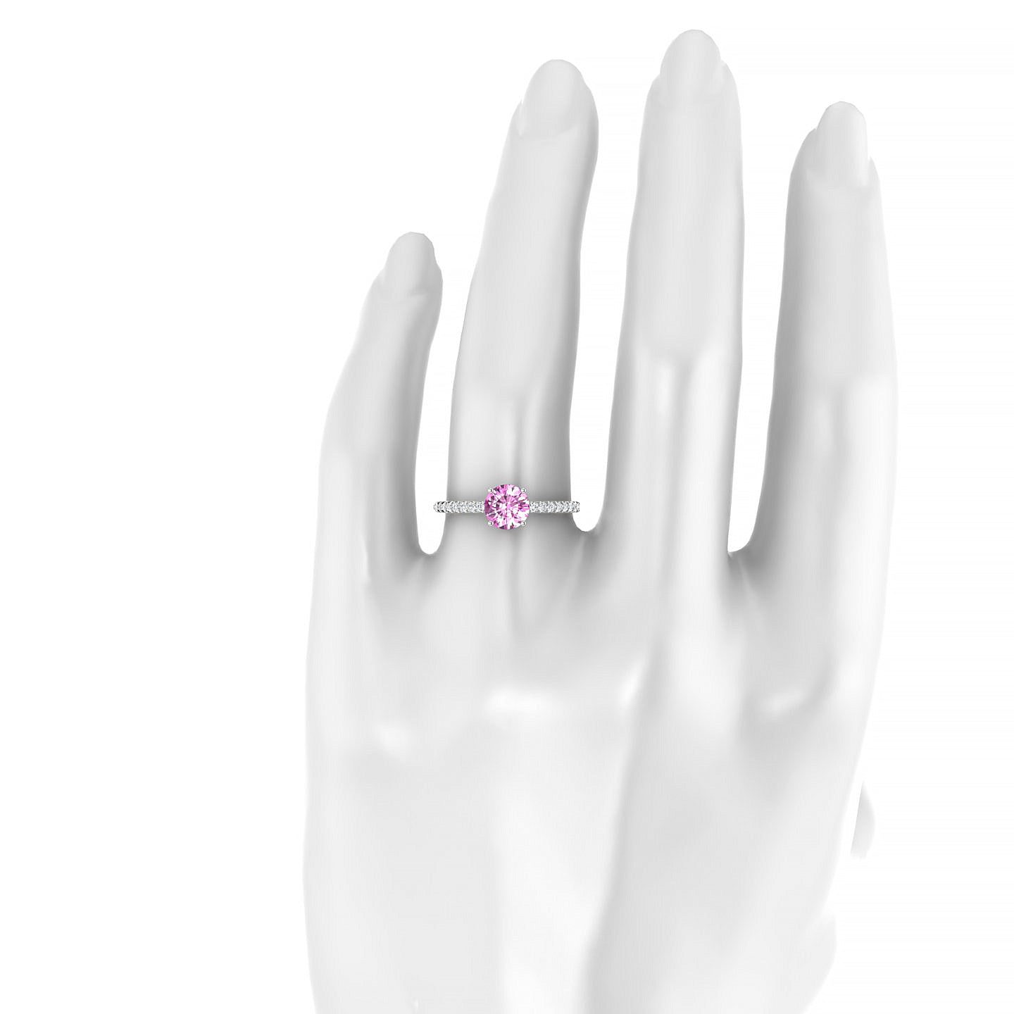Timeless | 18k White Gold 6 mm Round Pink Sapphire Ring