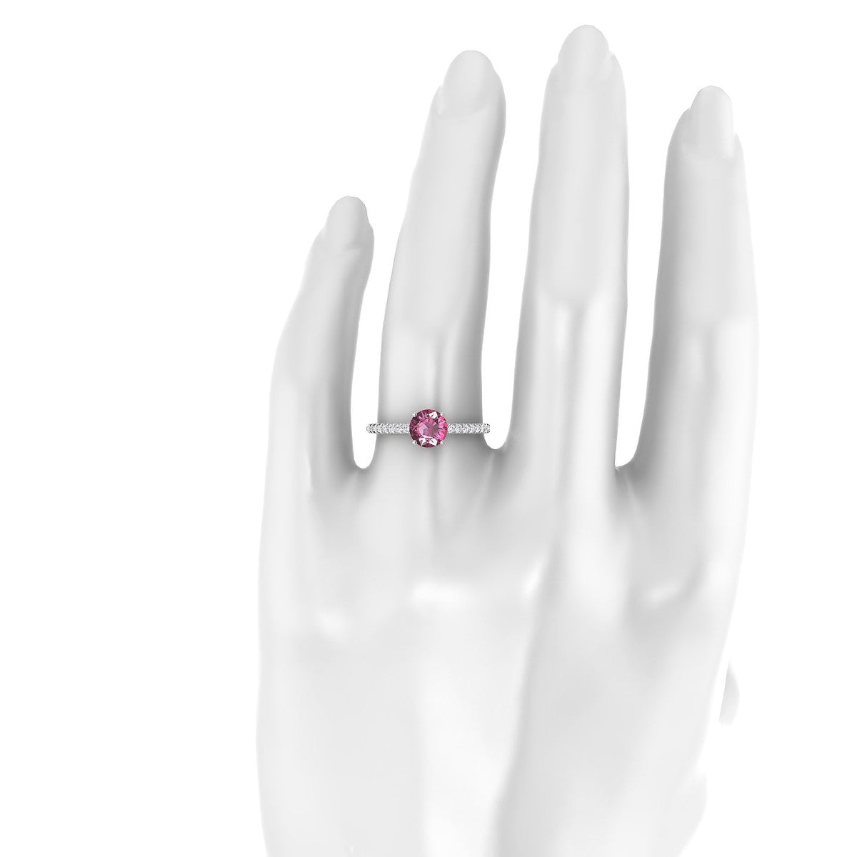 Timeless | 18k White Gold 6 mm Round Rhodolite Ring