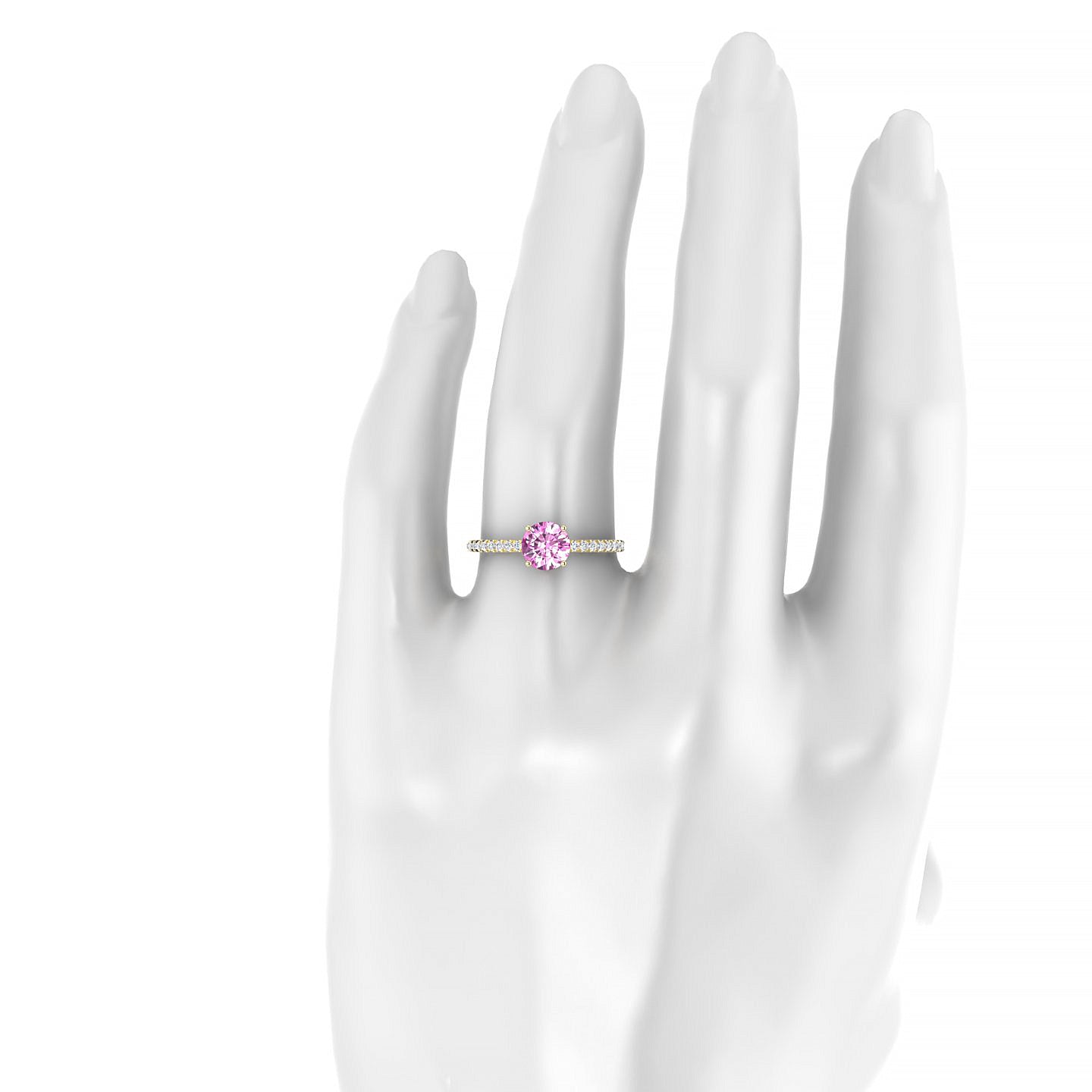 Timeless | 18k Yellow Gold 6 mm Round Pink Sapphire Ring