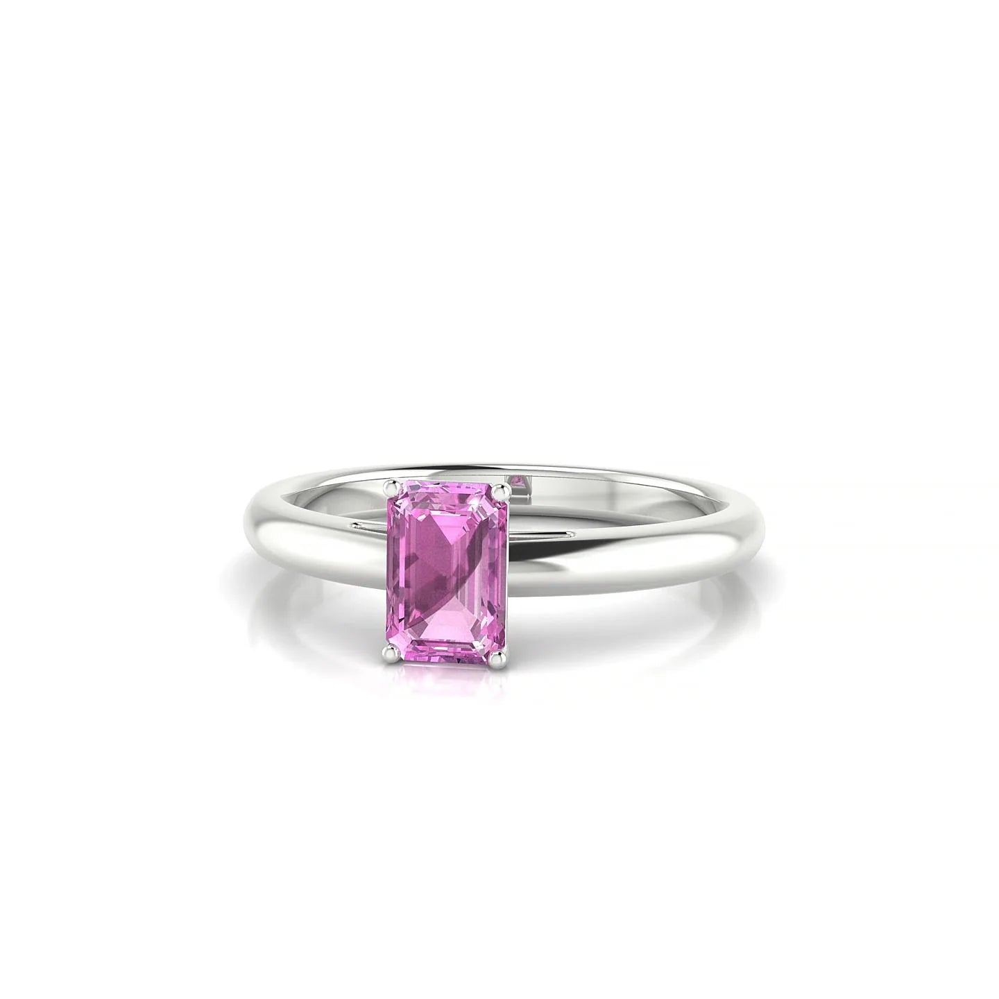 Treasure | 18k White Gold 6 x 4 mm Emerald Pink Sapphire Ring