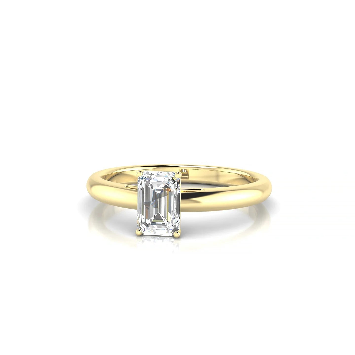 Treasure | 18k Yellow Gold 6 x 4 mm Emerald Diamond Ring