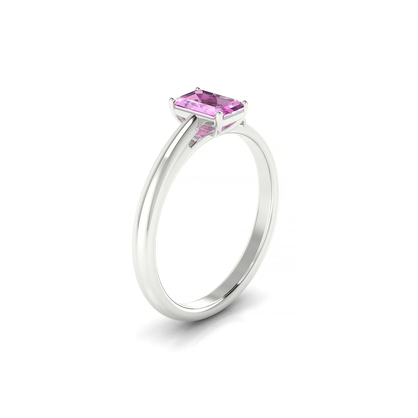 Treasure | 18k White Gold 6 x 4 mm Emerald Pink Sapphire Ring
