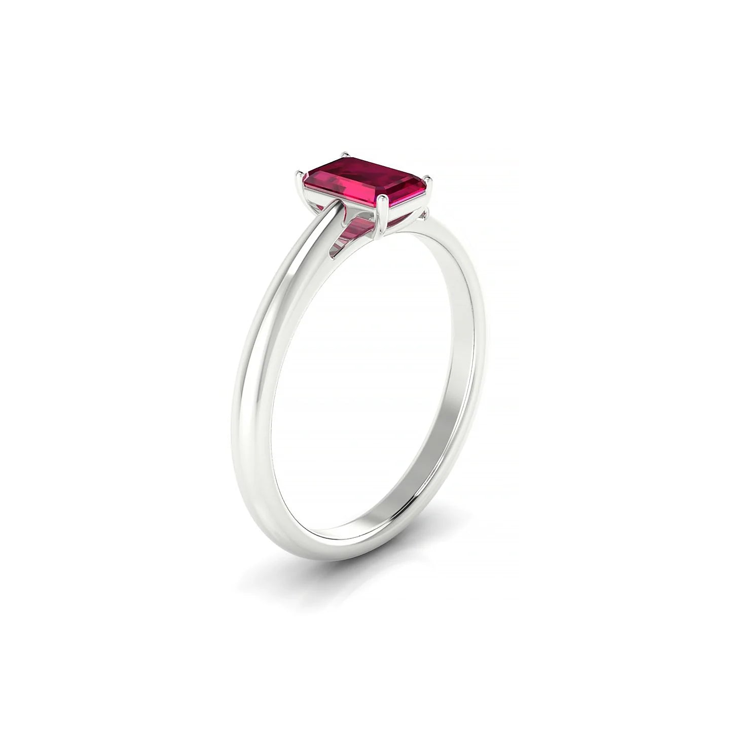 Treasure | 18k White Gold 6 x 4 mm Emerald Ruby Ring