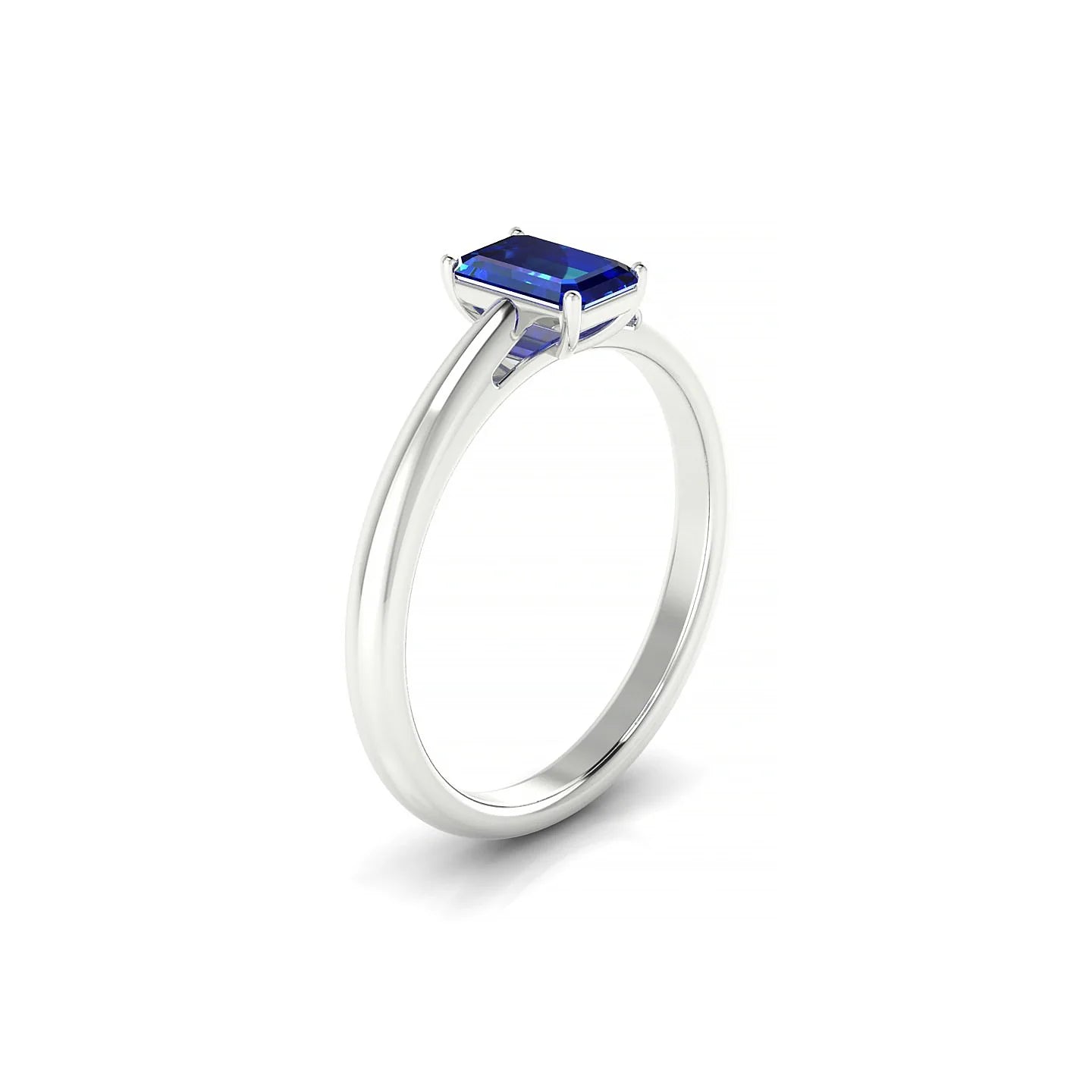 Treasure | 18k White Gold 6 x 4 mm Emerald Sapphire Ring
