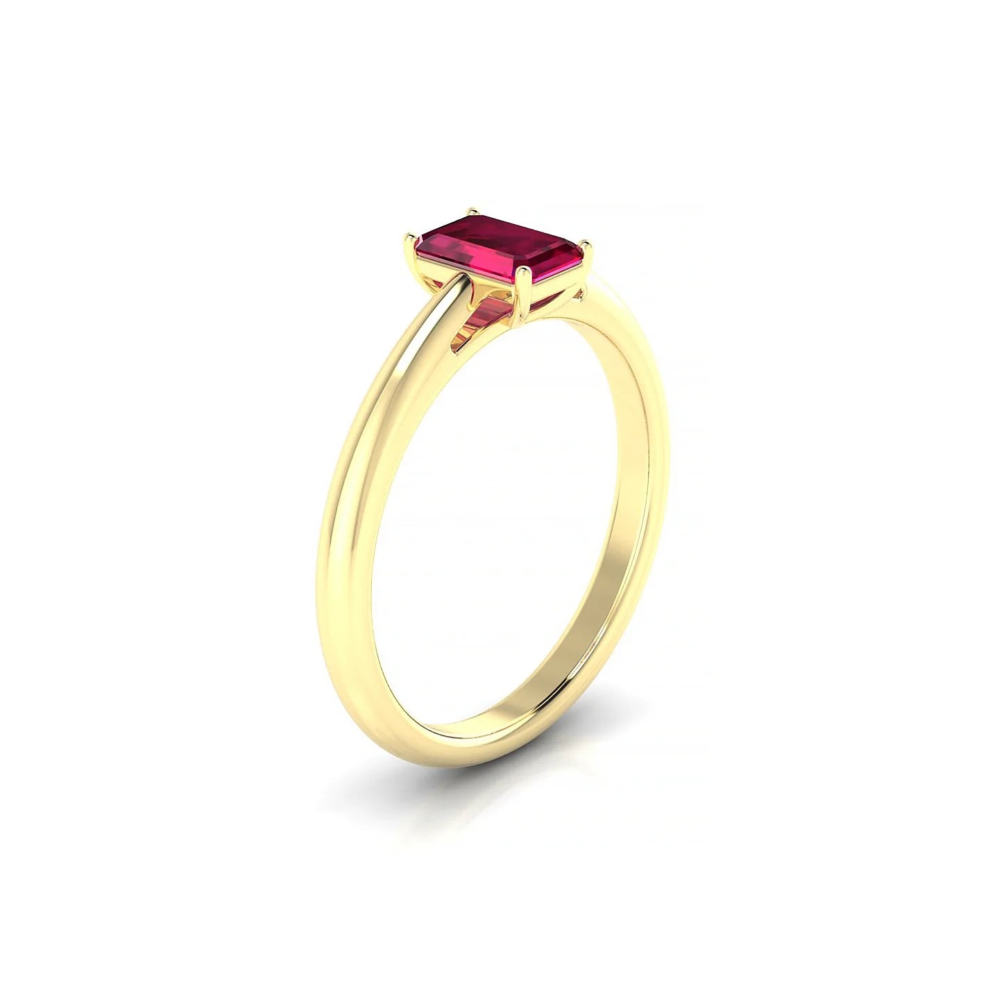 Treasure | 18k Yellow Gold 6 x 4 mm Emerald Ruby Ring