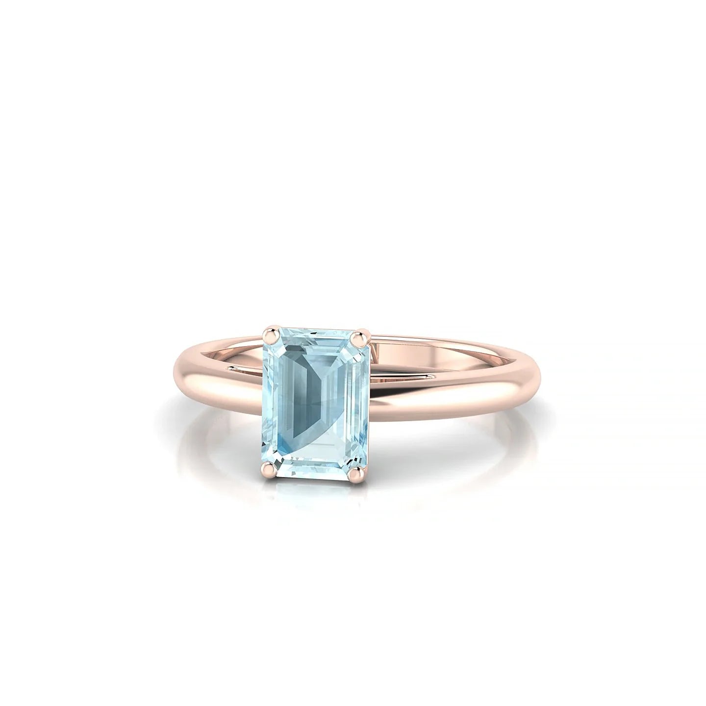 Treasure | 18k Rose Gold 7 x 5 mm Emerald Aquamarine Ring