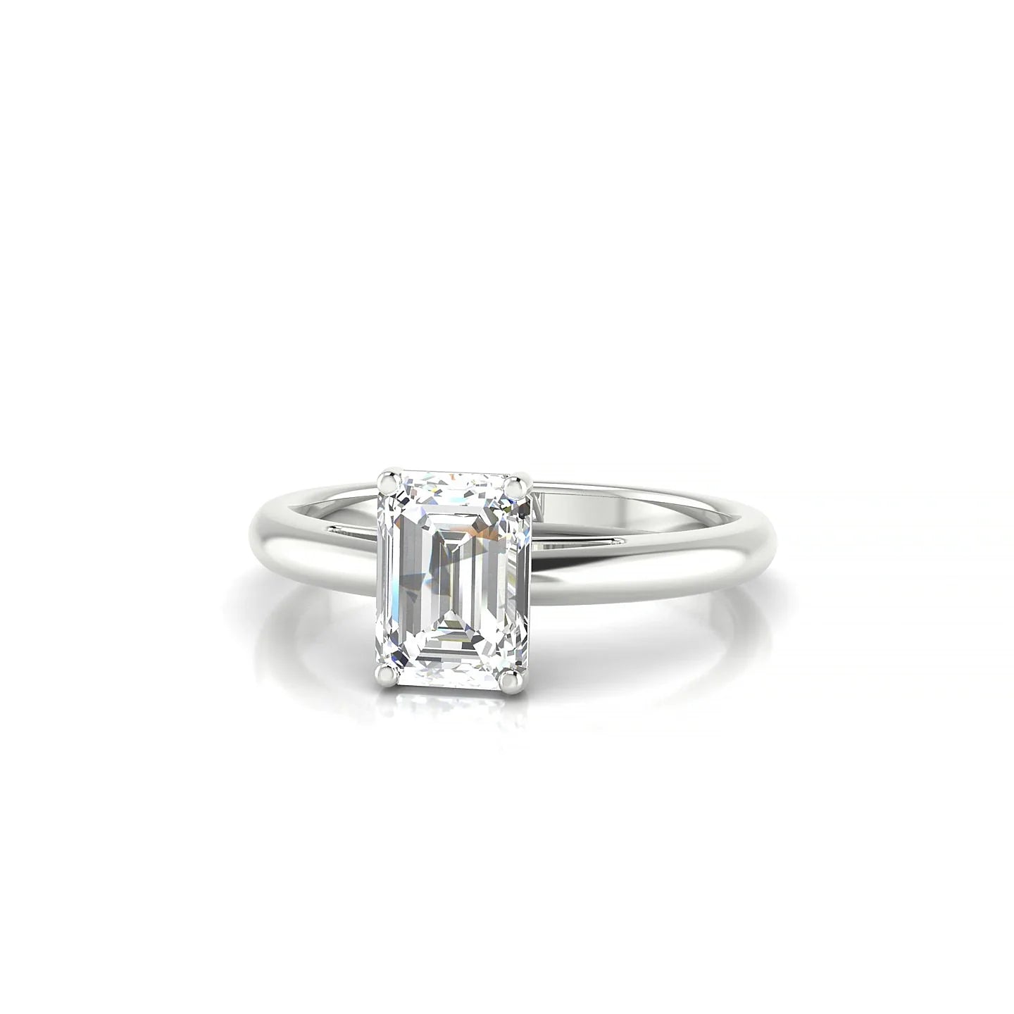 Treasure | 18k White Gold 7 x 5 mm Emerald Diamond Ring