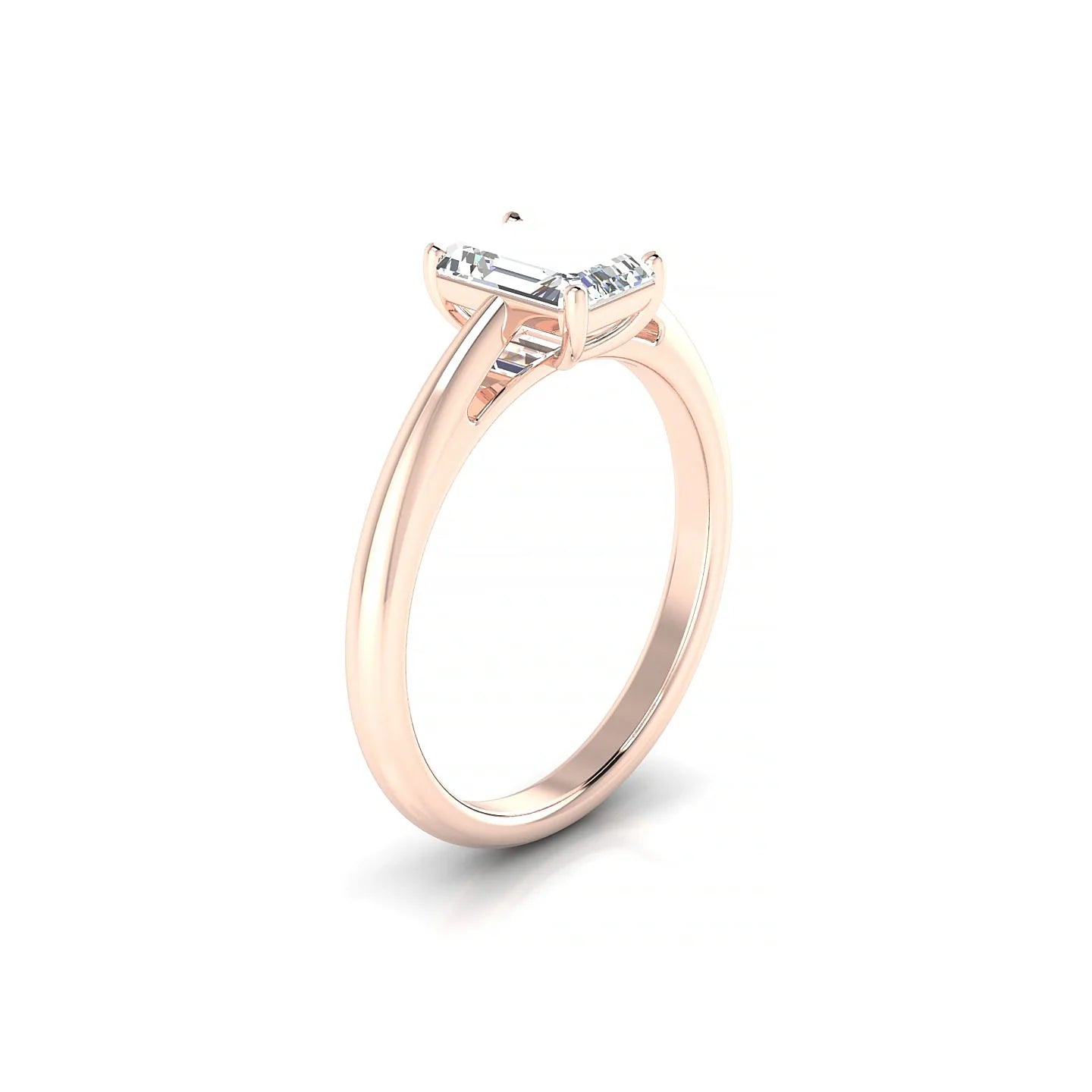 Treasure | 18k Rose Gold 7 x 5 mm Emerald Diamond Ring