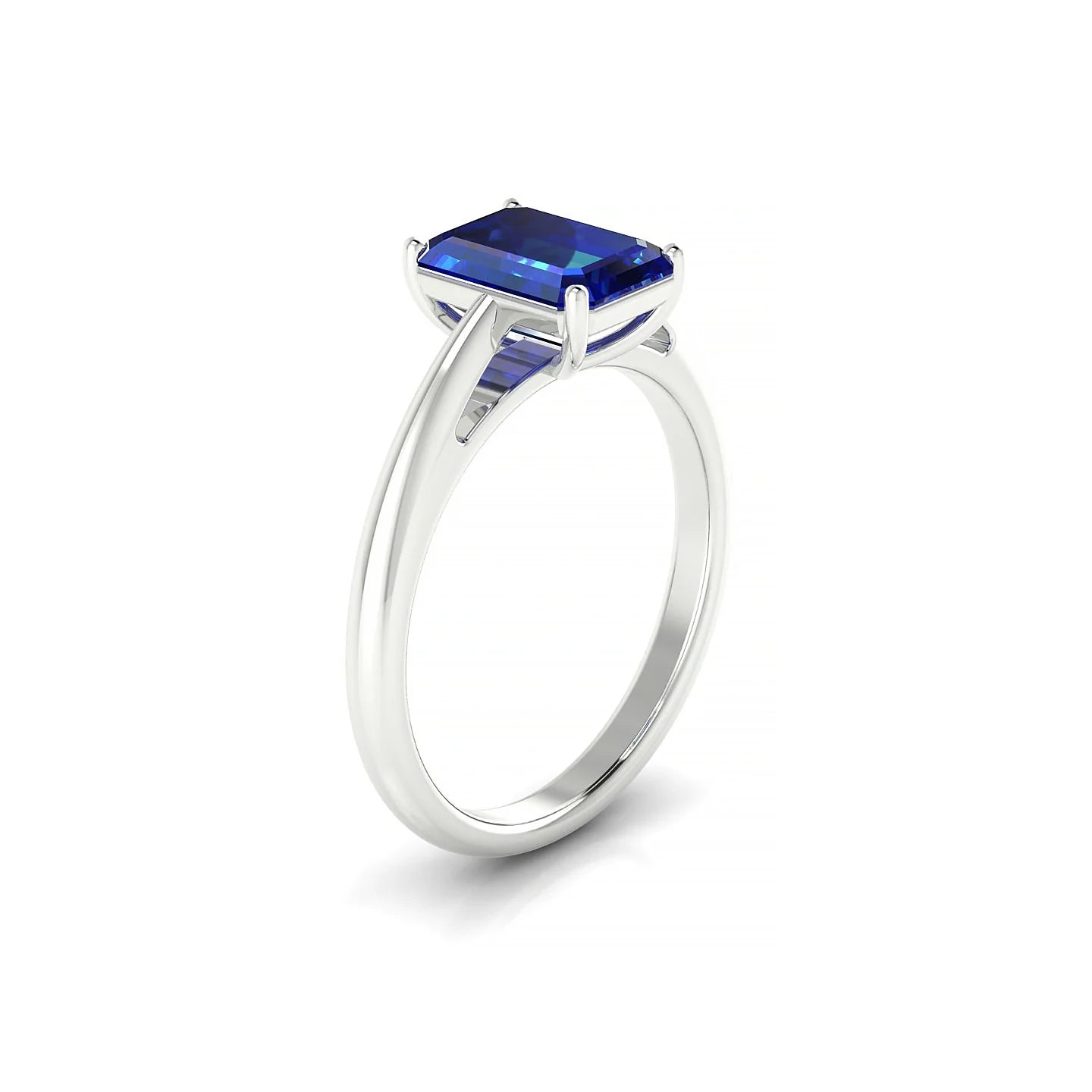 Treasure | 18k White Gold 8 x 6 mm Emerald Sapphire Ring