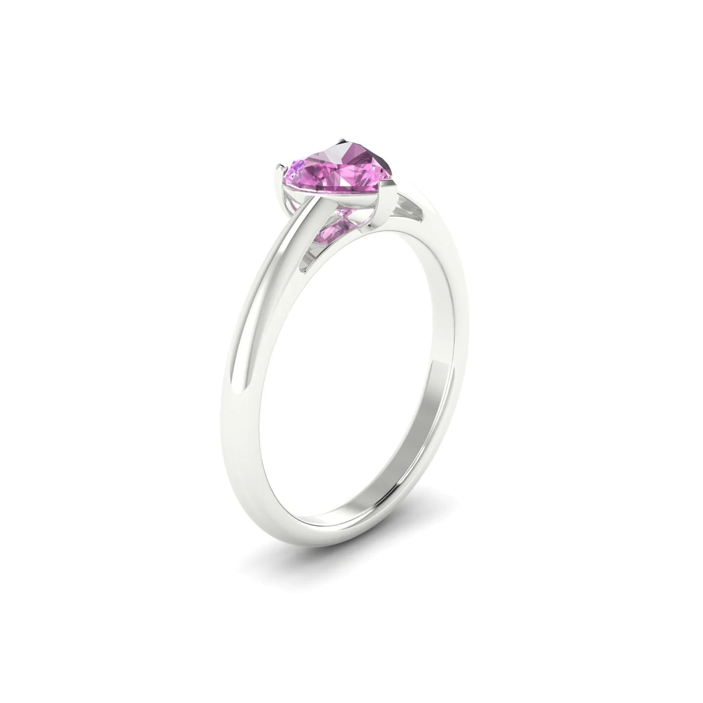 Treasure | 18k White Gold 5.5 mm Heart Pink Sapphire Ring