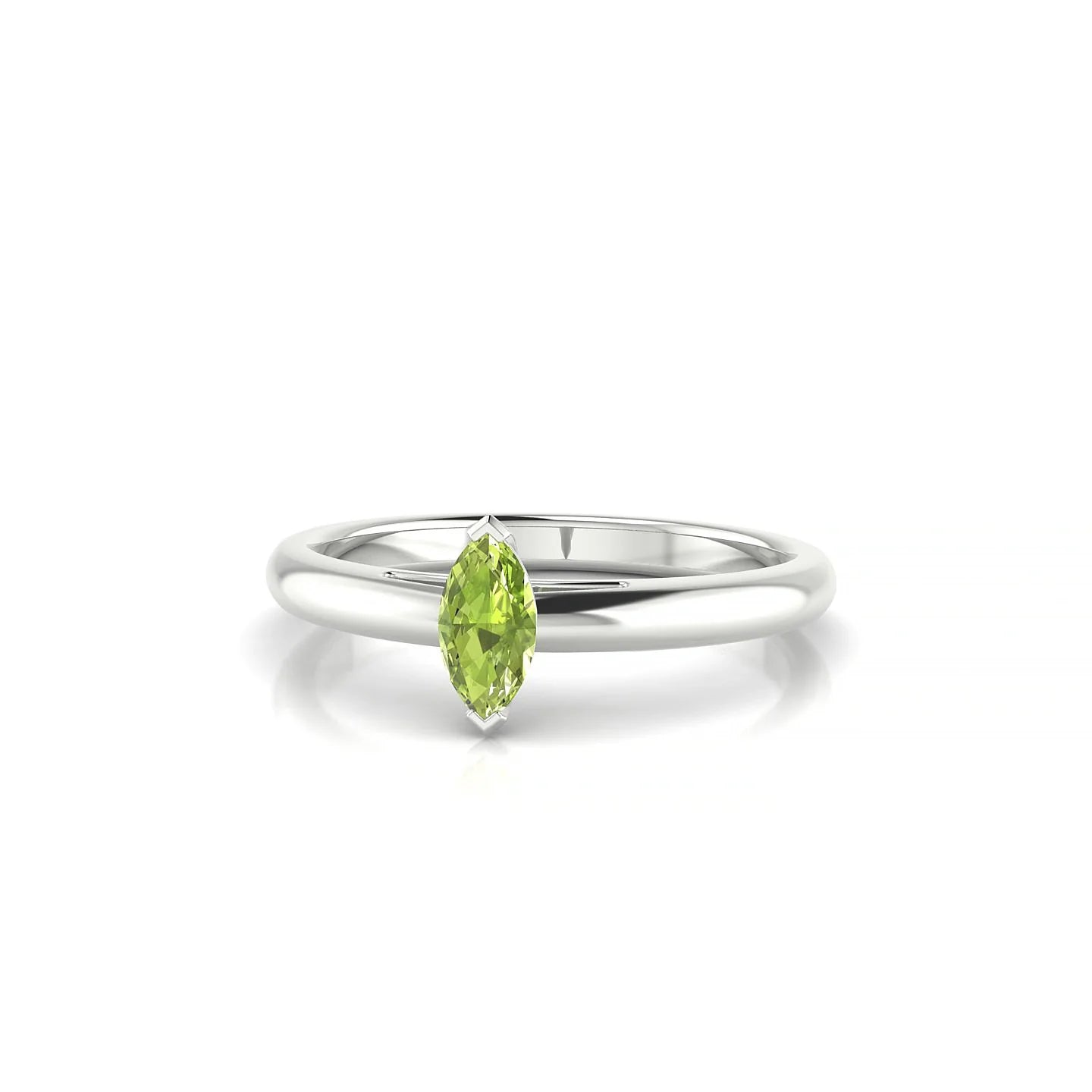 Treasure | 18k White Gold 6 x 3 mm Marquise Peridot Ring