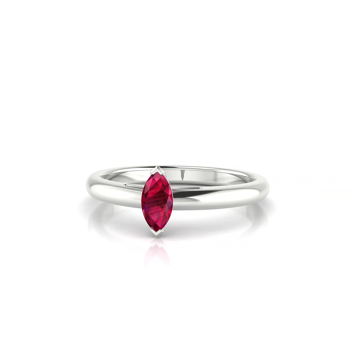 Treasure | 18k White Gold 6 x 3 mm Marquise Ruby Ring