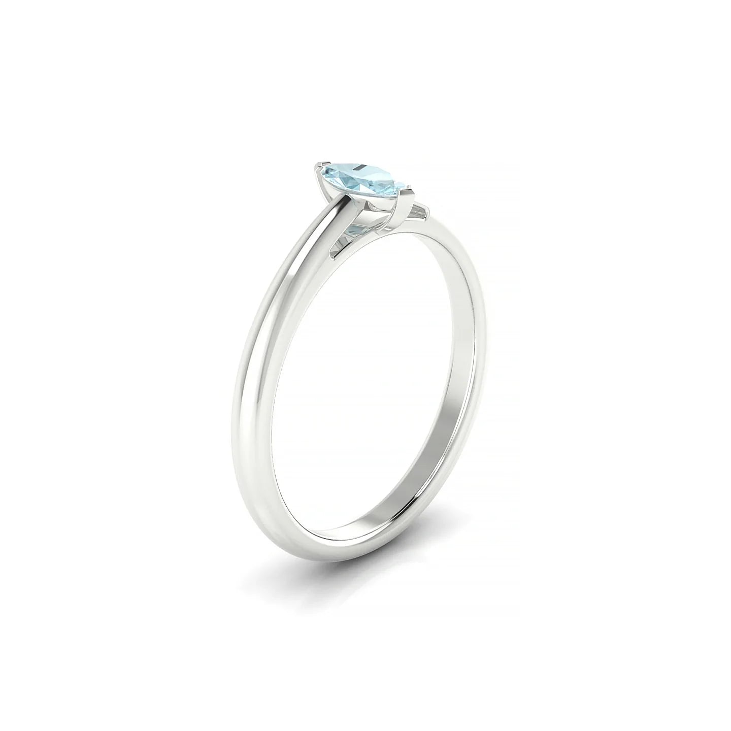Treasure | 18k White Gold 6 x 3 mm Marquise Aquamarine Ring