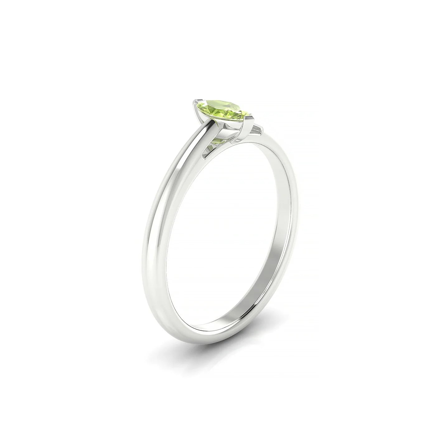 Treasure | 18k White Gold 6 x 3 mm Marquise Peridot Ring