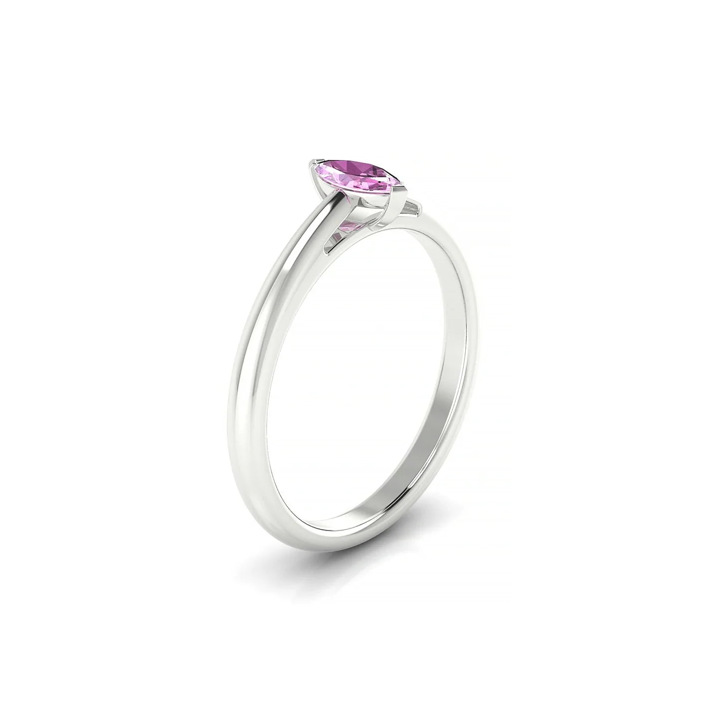 Treasure | 18k White Gold 6 x 3 mm Marquise Pink Sapphire Ring