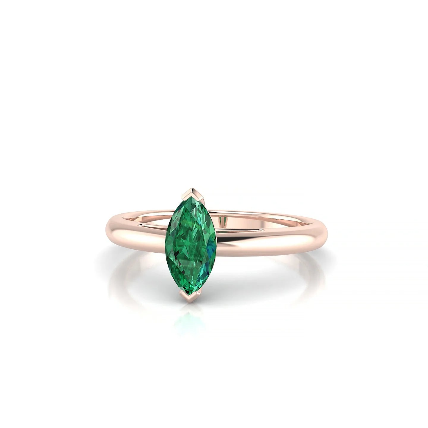 Treasure | 18k Rose Gold 8 x 4 mm Marquise Emerald Ring