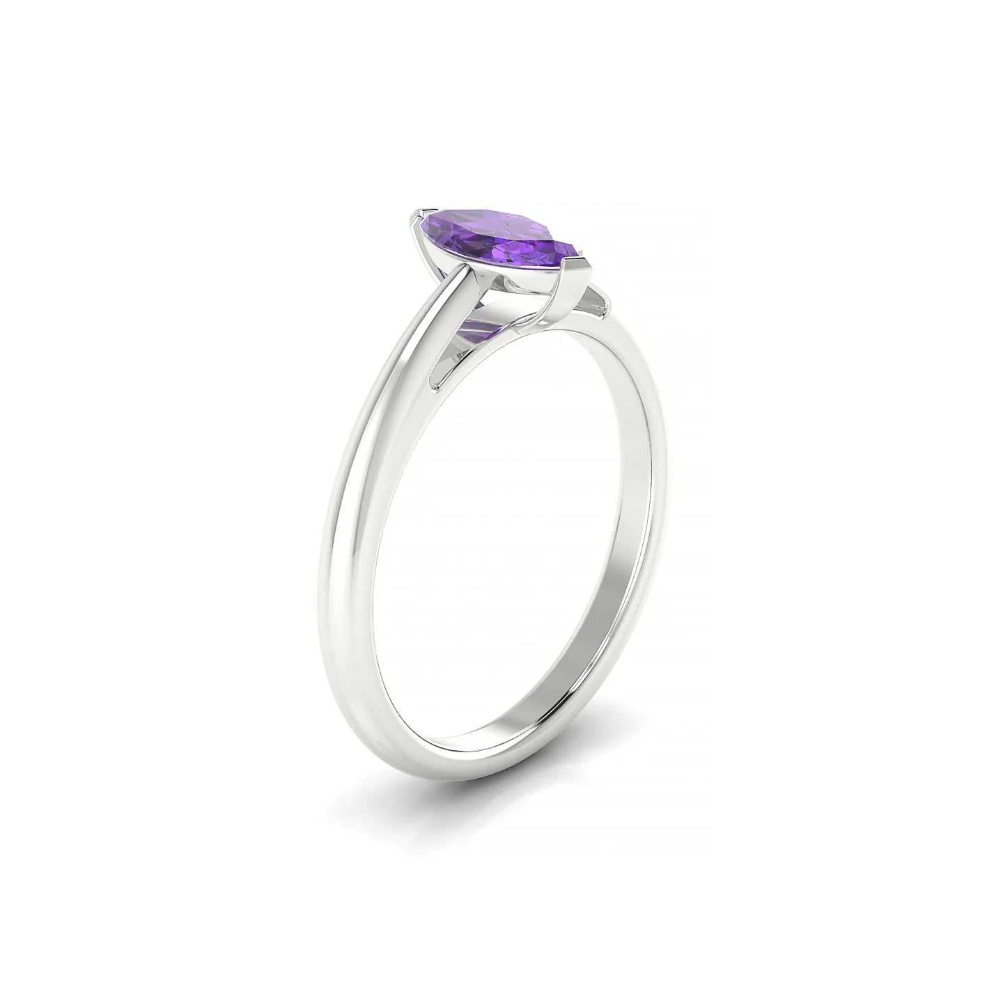 Treasure | 18k White Gold 8 x 4 mm Marquise Amethyst Ring