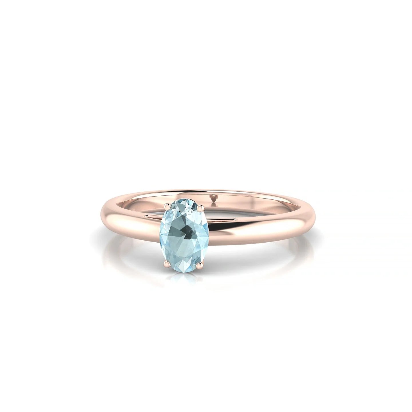 Treasure | 18k Rose Gold 6 x 4 mm Oval Aquamarine Ring