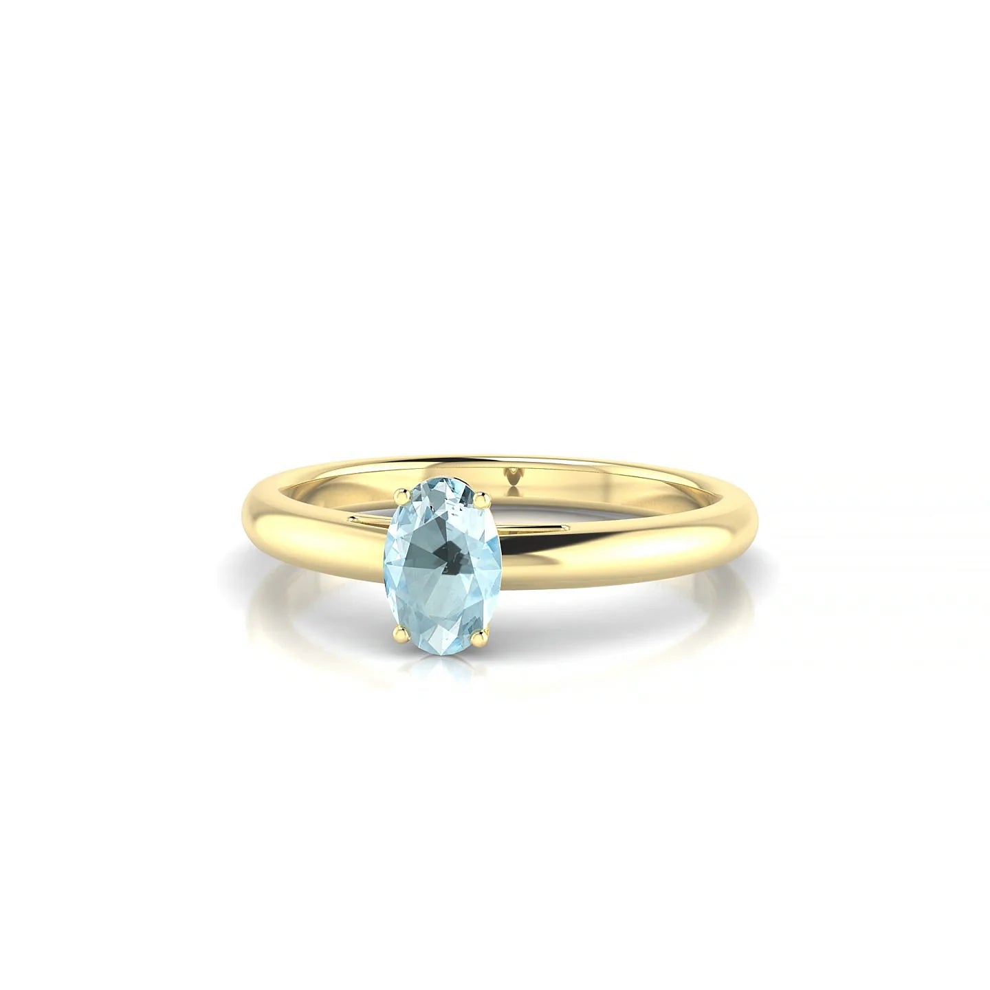 Treasure | 18k Yellow Gold 6 x 4 mm Oval Aquamarine Ring