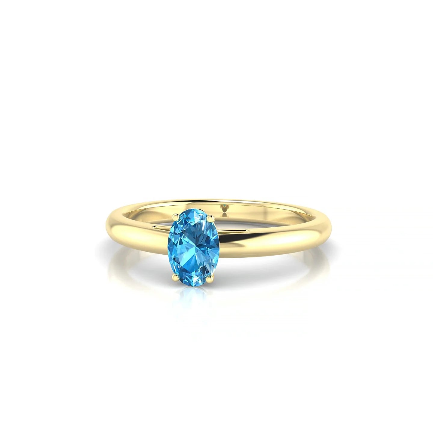 Treasure | 18k Yellow Gold 6 x 4 mm Oval Topaz Ring