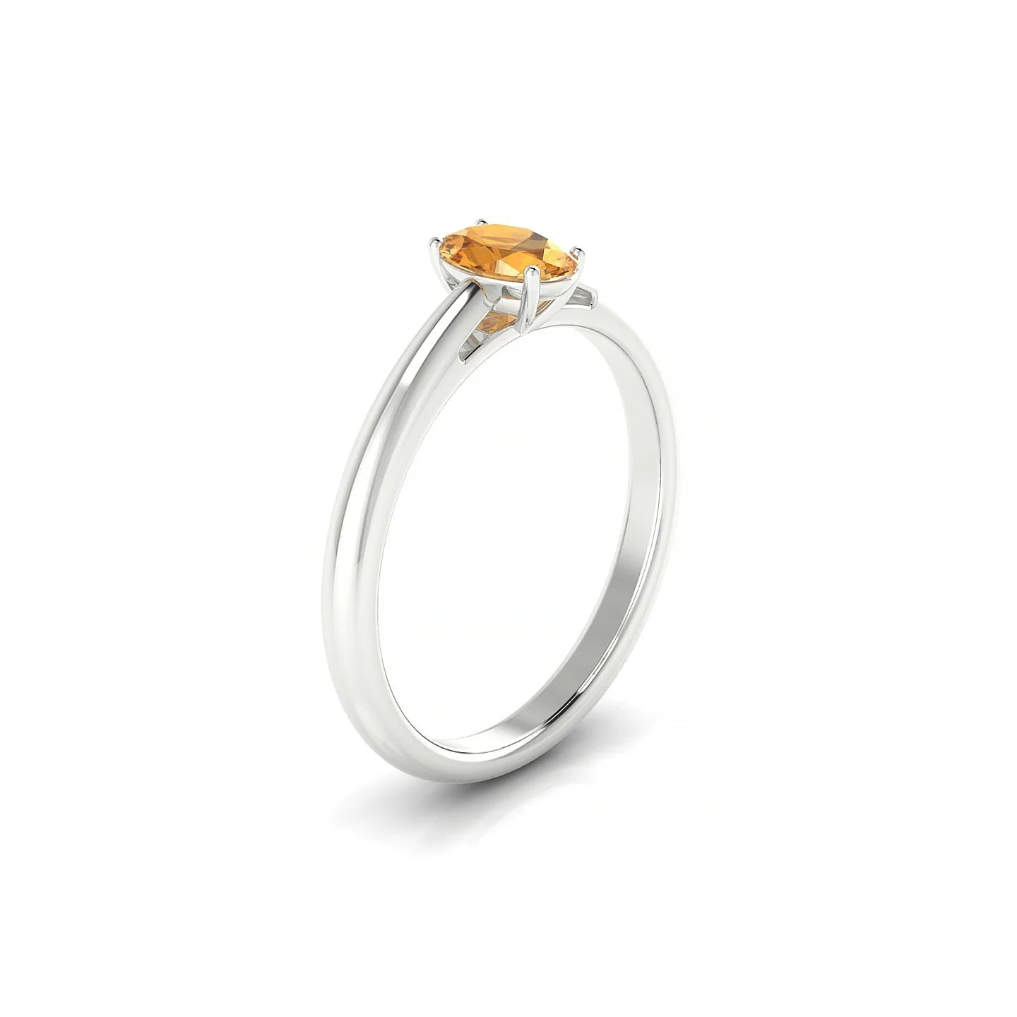 Treasure | 18k White Gold 6 x 4 mm Oval Citrine Ring