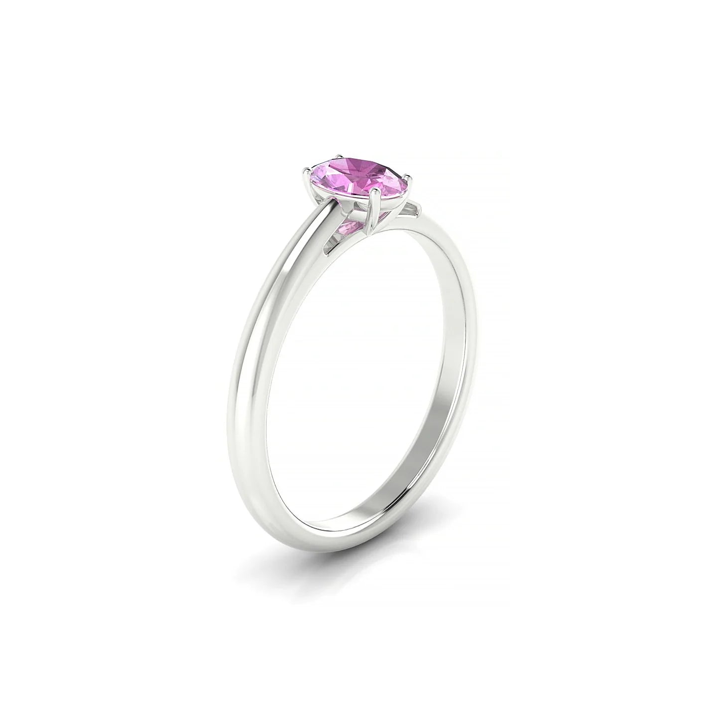 Treasure | 18k White Gold 6 x 4 mm Oval Pink Sapphire Ring
