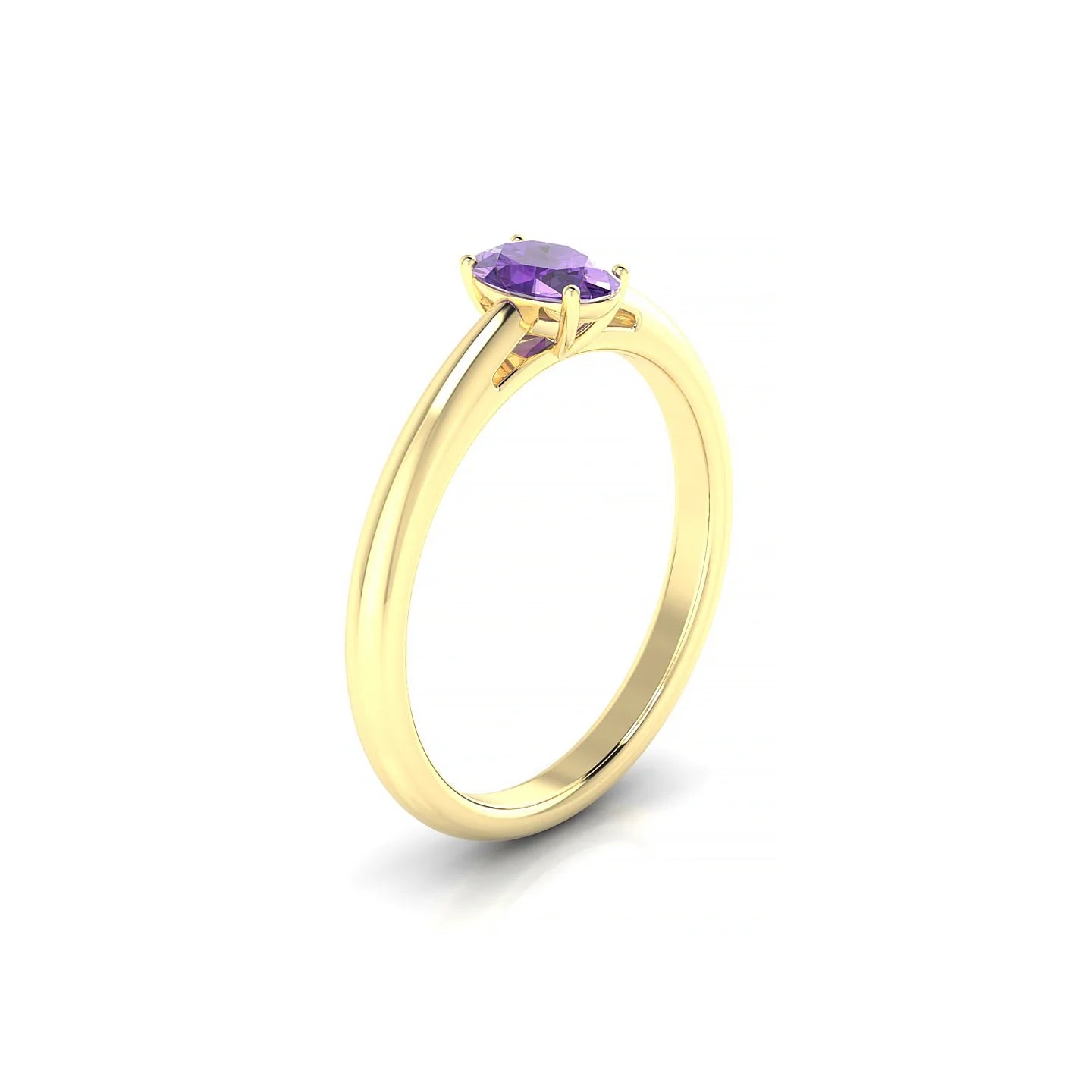 Treasure | 18k Yellow Gold 6 x 4 mm Oval Amethyst Ring