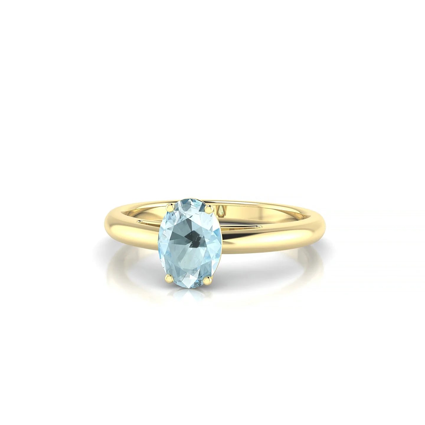 Treasure | 18k Yellow Gold 7 x 5 mm Oval Aquamarine Ring