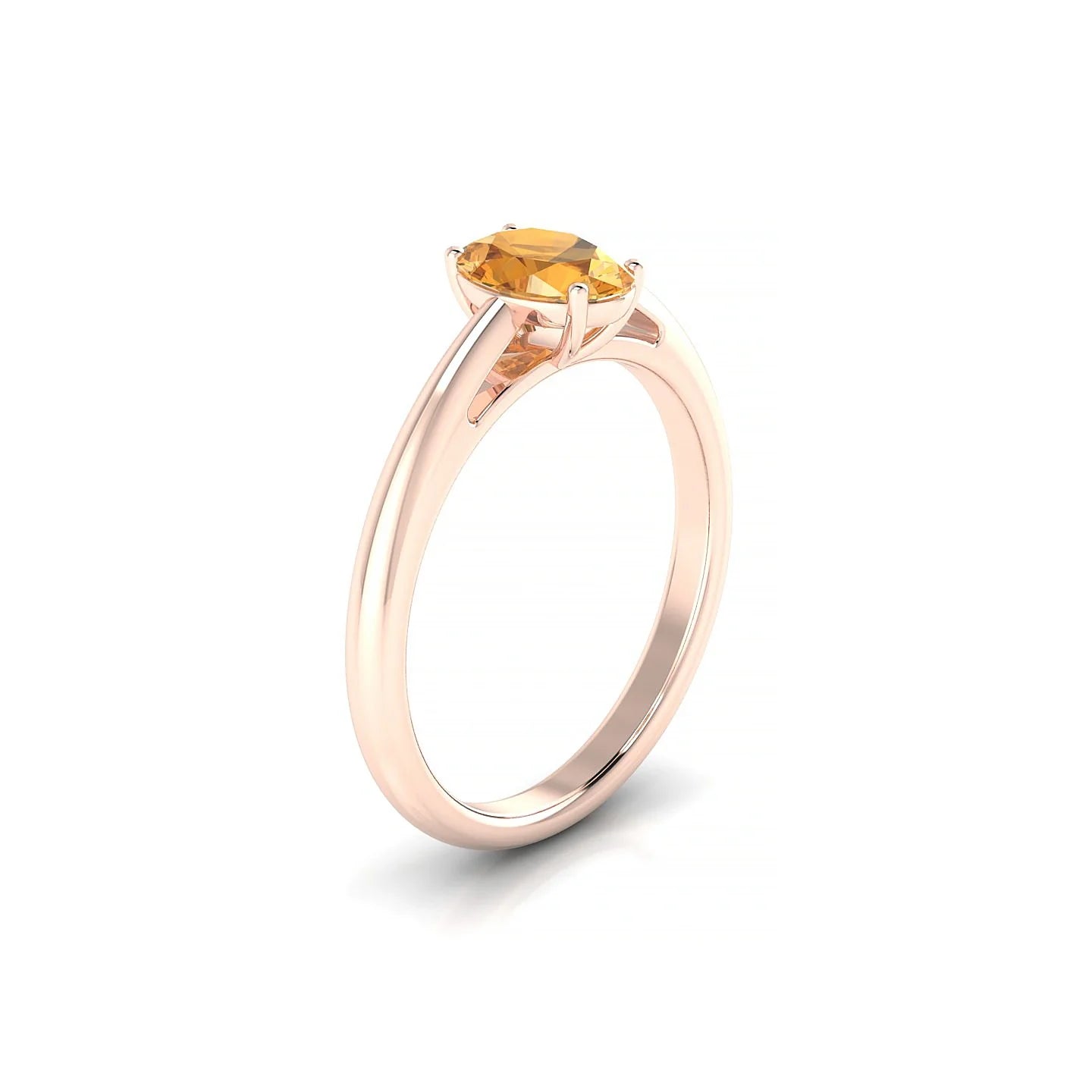 Treasure | 18k Rose Gold 7 x 5 mm Oval Citrine Ring
