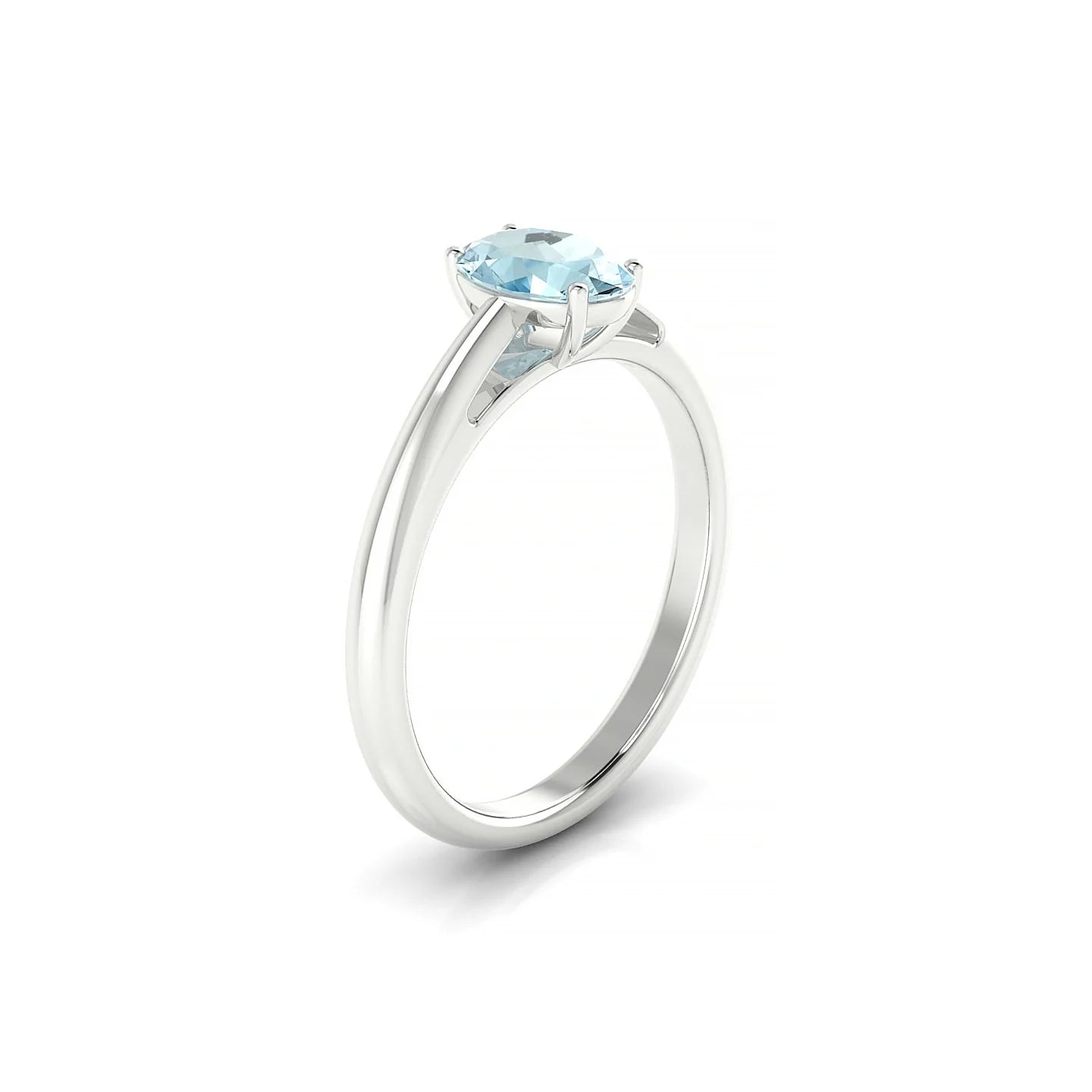 Treasure | 18k White Gold 7 x 5 mm Oval Aquamarine Ring