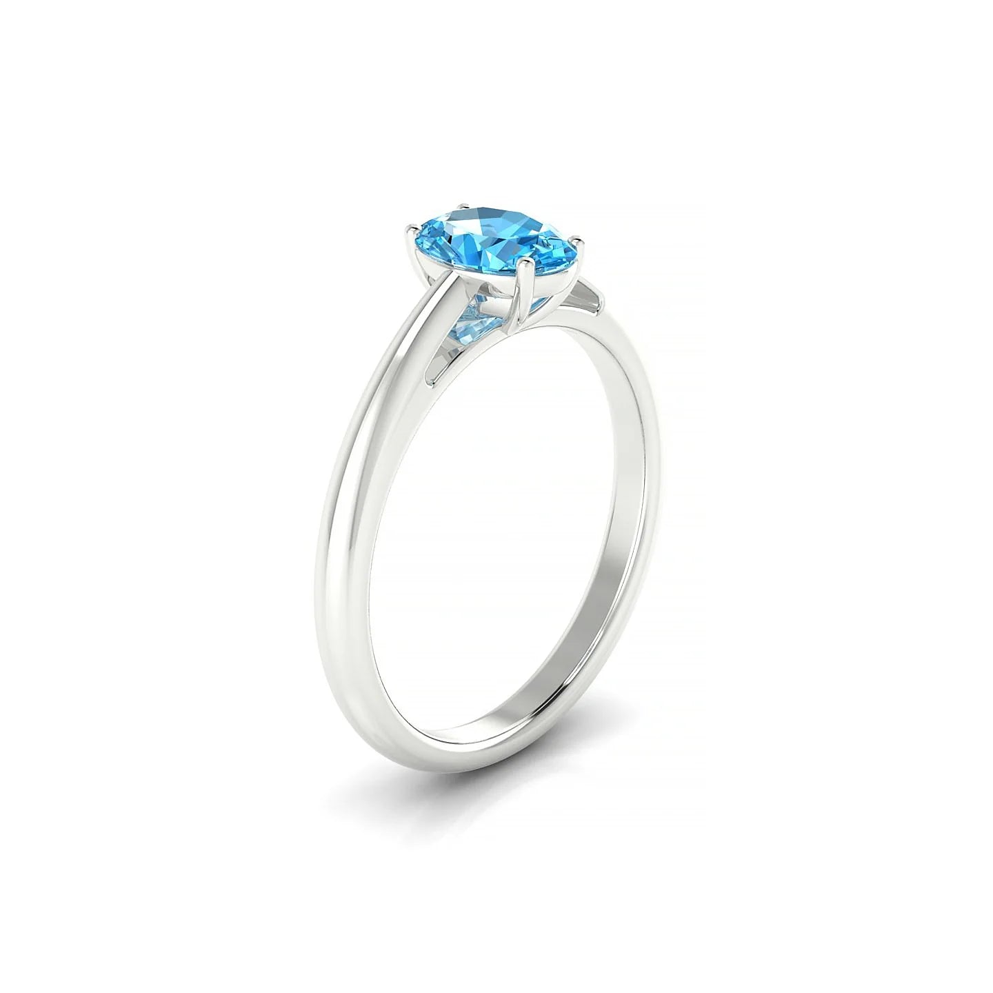Treasure | 18k White Gold 7 x 5 mm Oval Topaz Ring