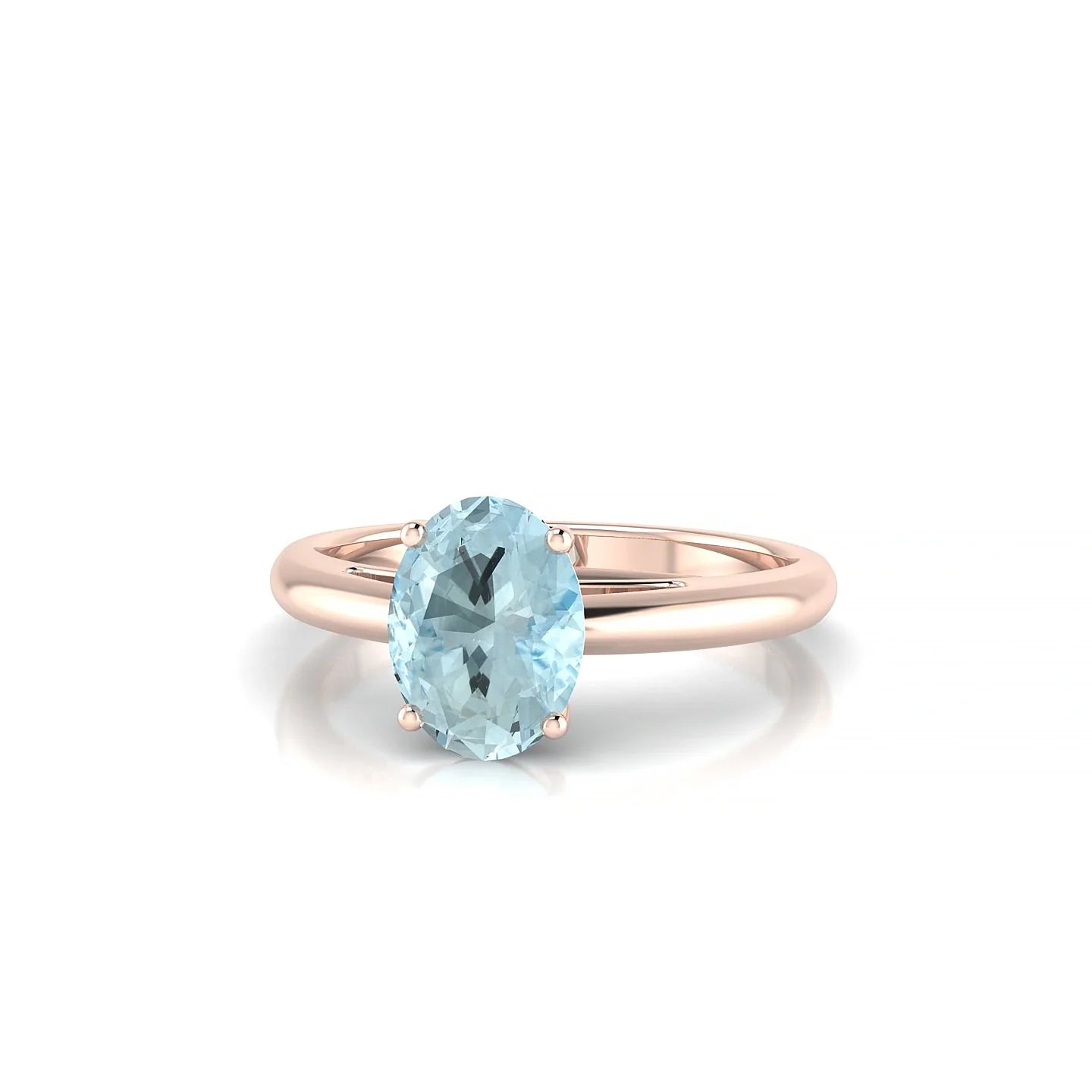 Treasure | 18k Rose Gold 8 x 6 mm Oval Aquamarine Ring