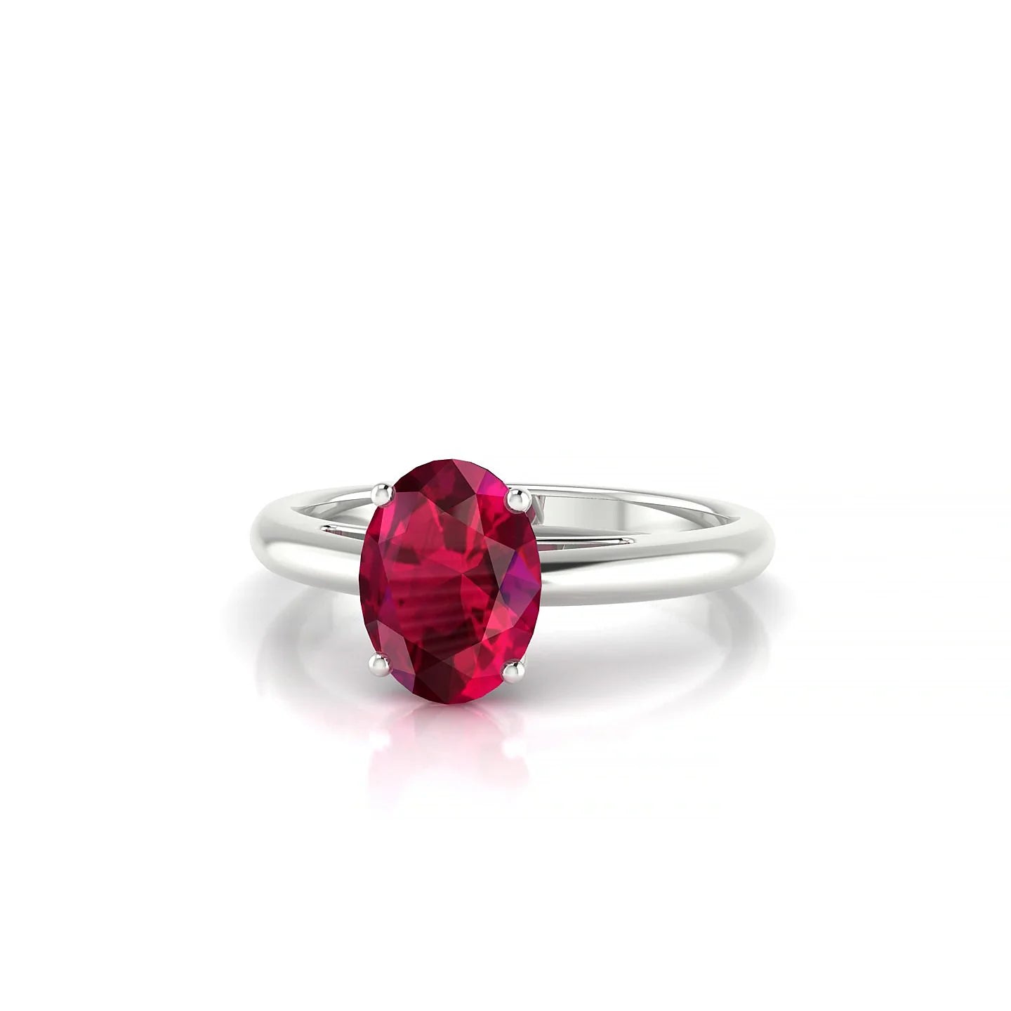 Treasure | 18k White Gold 8 x 6 mm Oval Ruby Ring