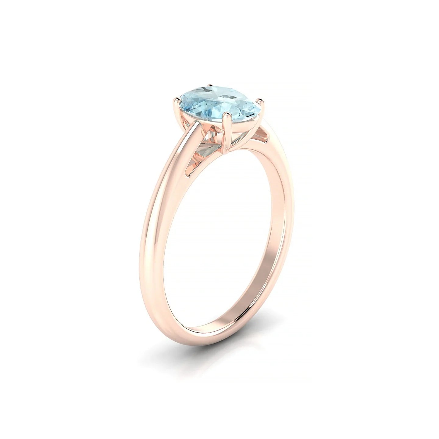 Treasure | 18k Rose Gold 8 x 6 mm Oval Aquamarine Ring