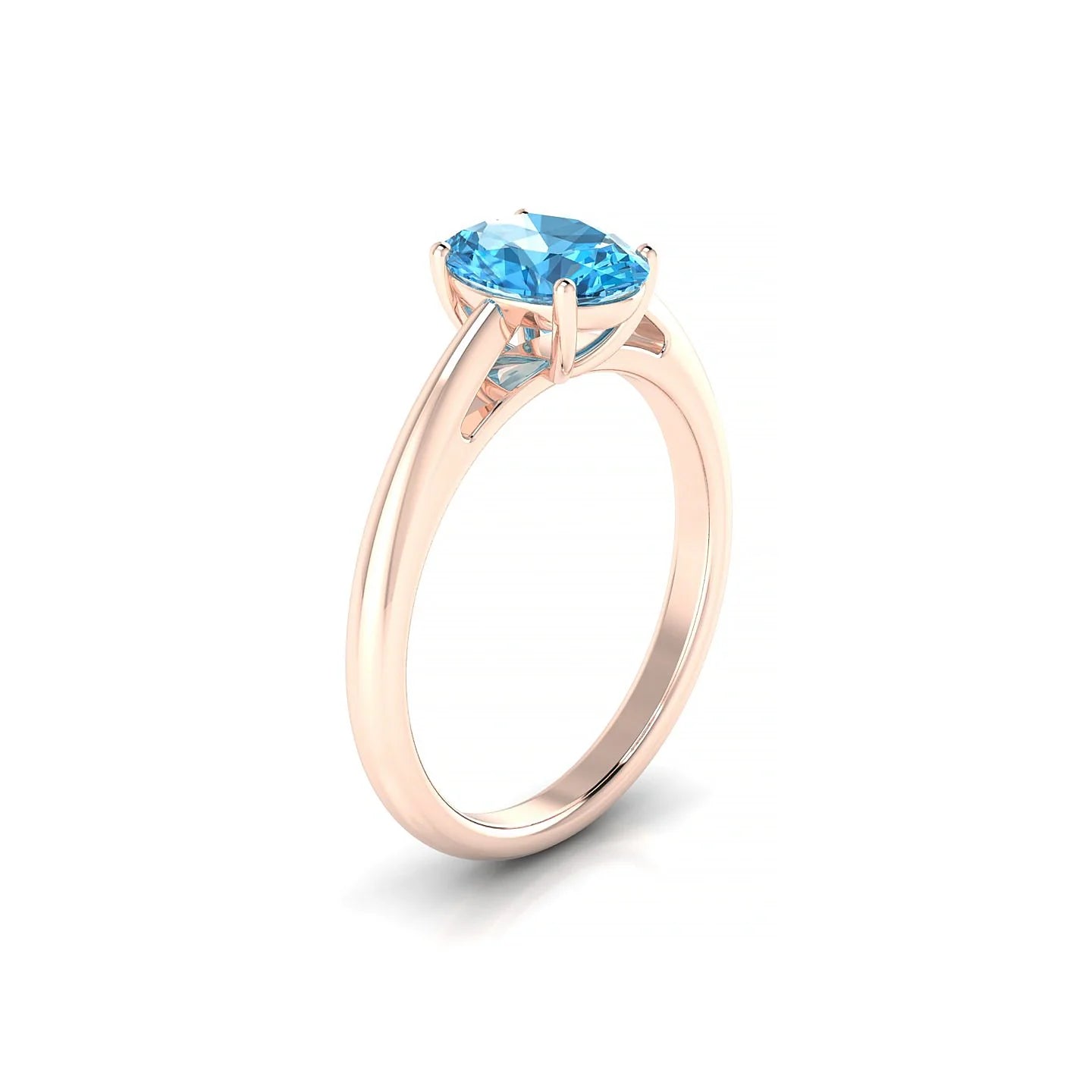 Treasure | 18k Rose Gold 8 x 6 mm Oval Topaz Ring