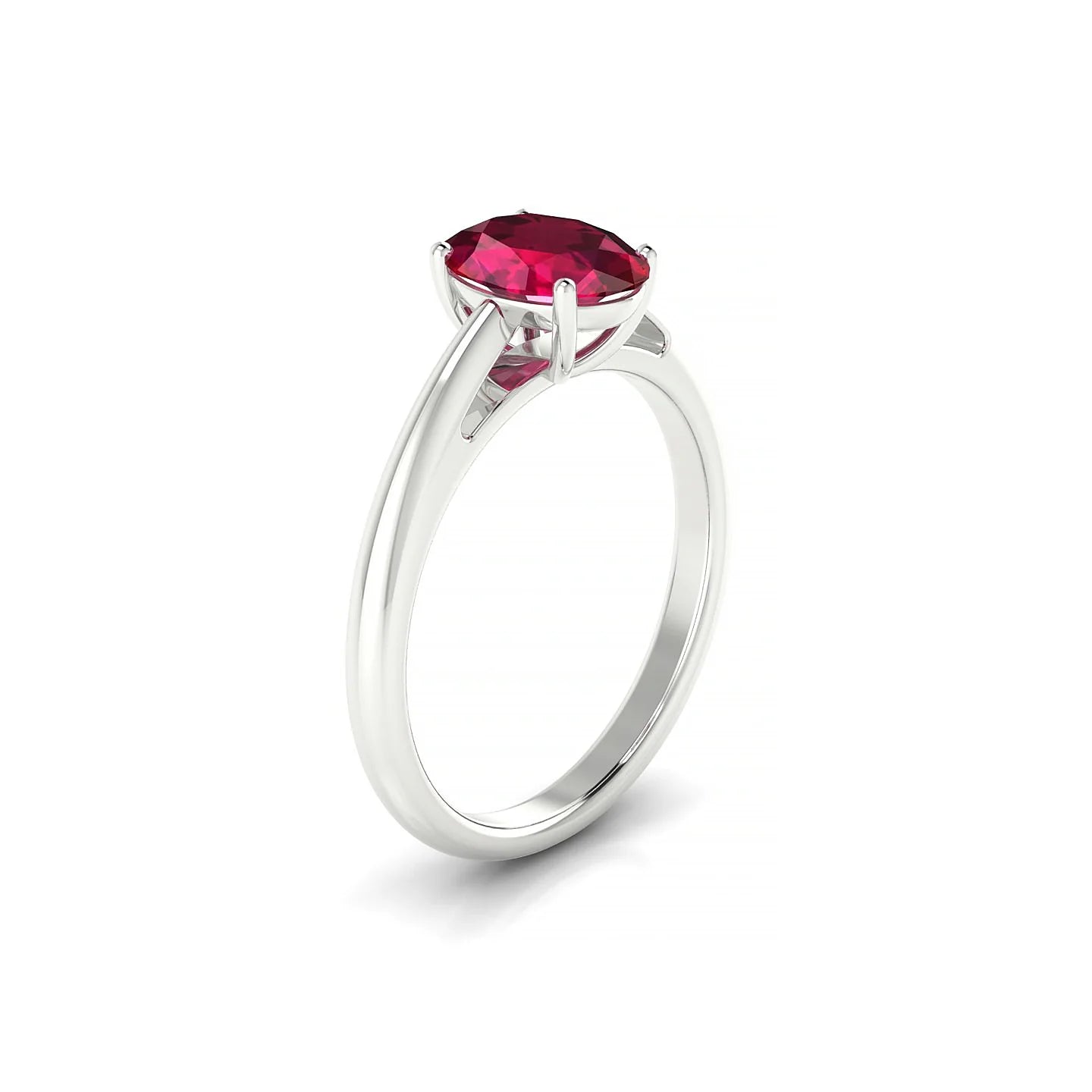 Treasure | 18k White Gold 8 x 6 mm Oval Ruby Ring