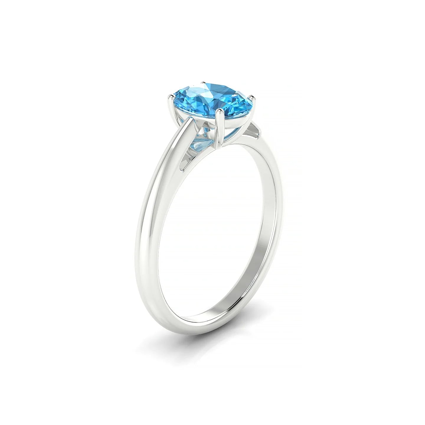 Treasure | 18k White Gold 8 x 6 mm Oval Topaz Ring