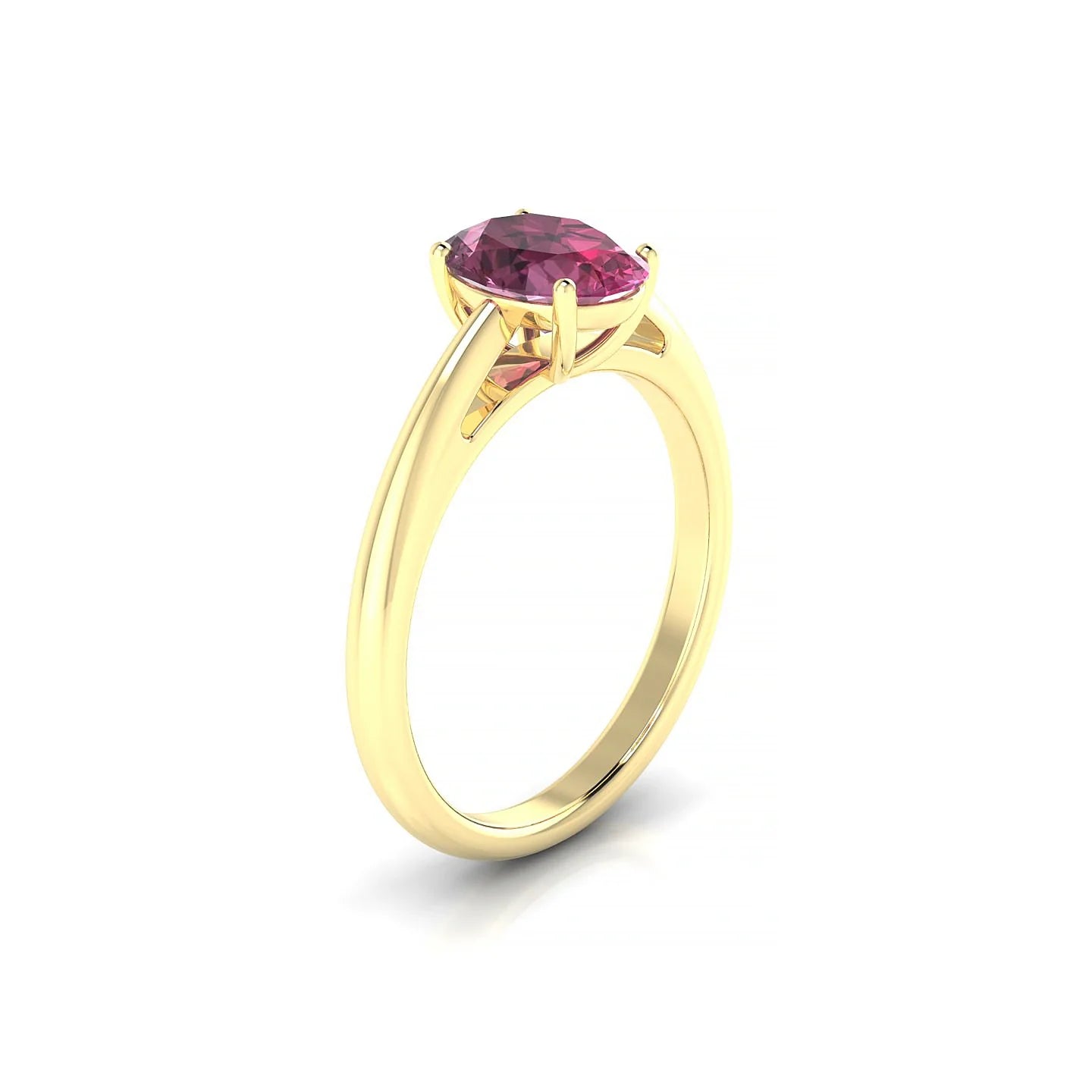 Treasure | 18k Yellow Gold 8 x 6 mm Oval Rhodolite Ring