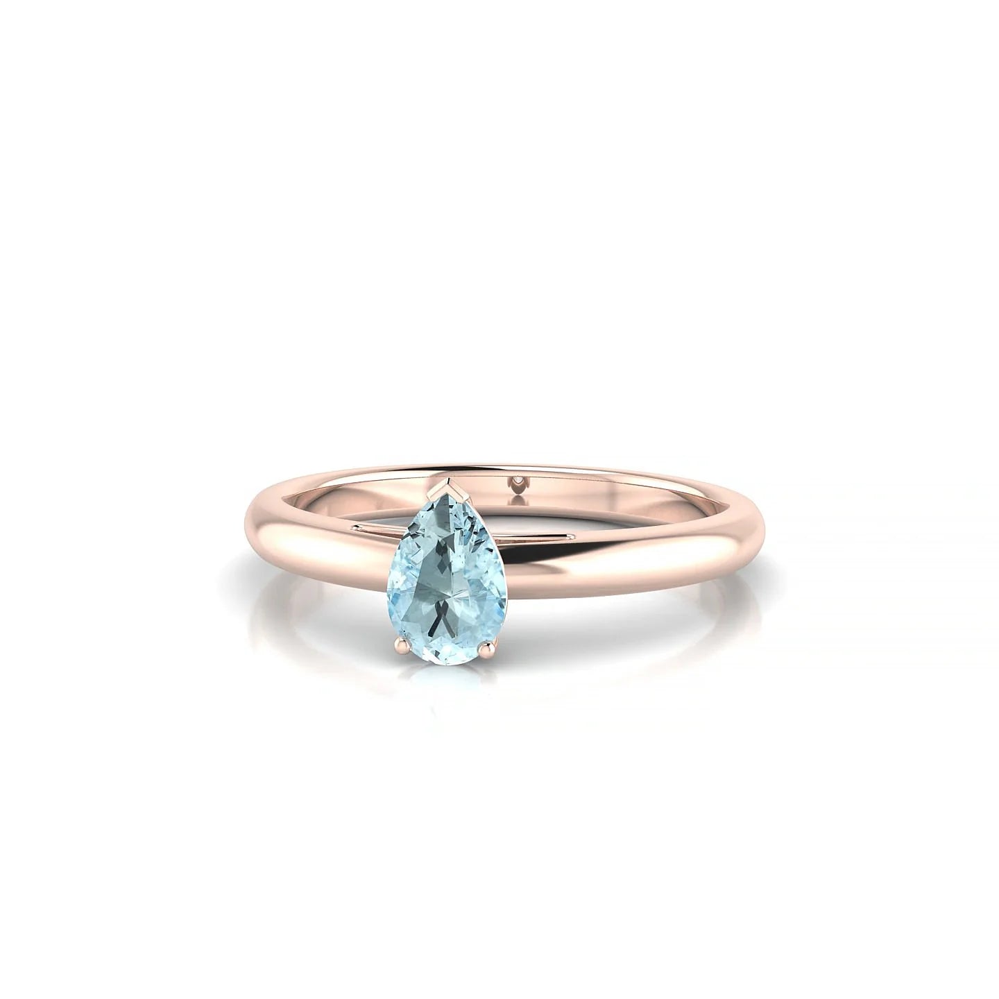 Treasure | 18k Rose Gold 6 x 4 mm Pear Aquamarine Ring