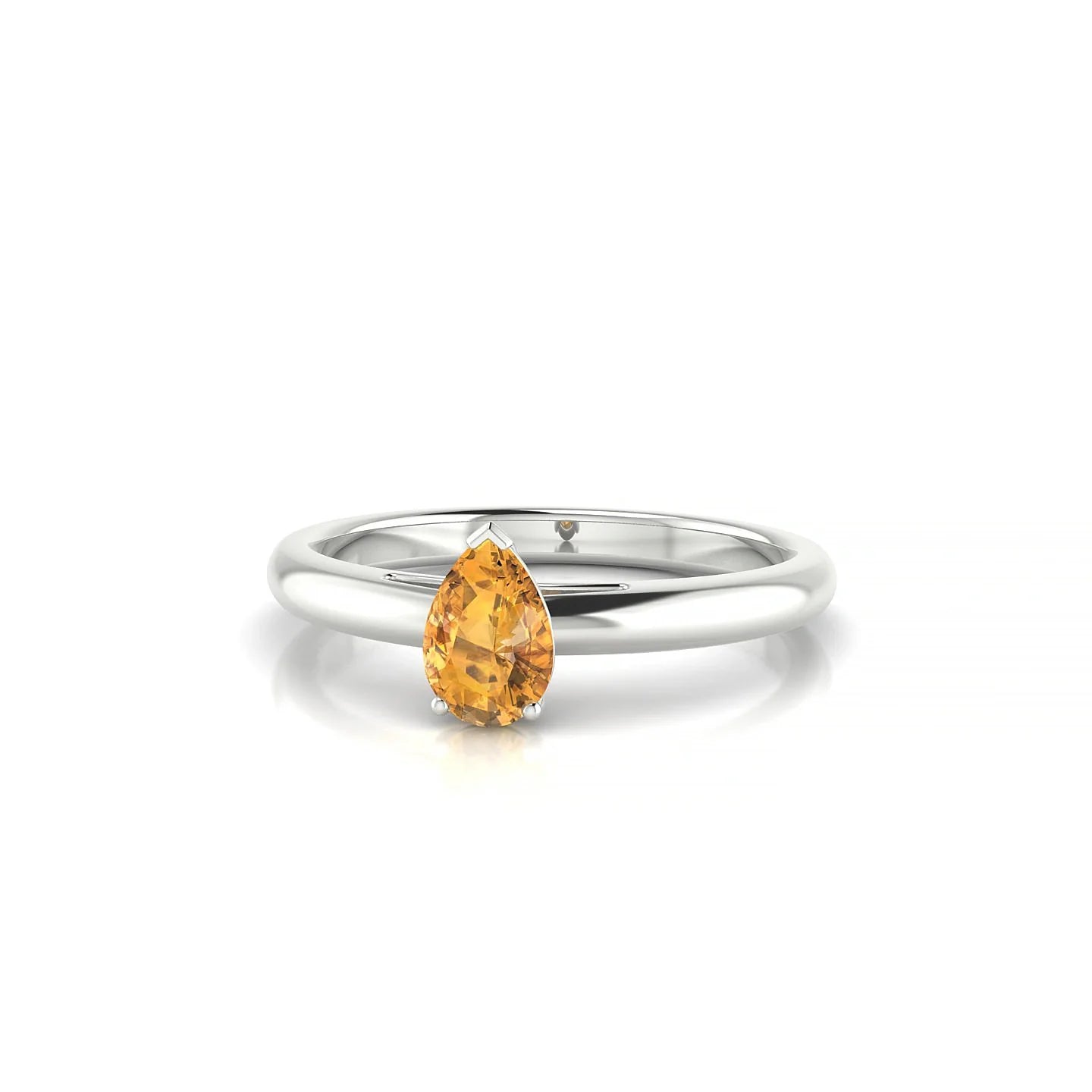 Treasure | 18k White Gold 6 x 4 mm Pear Citrine Ring