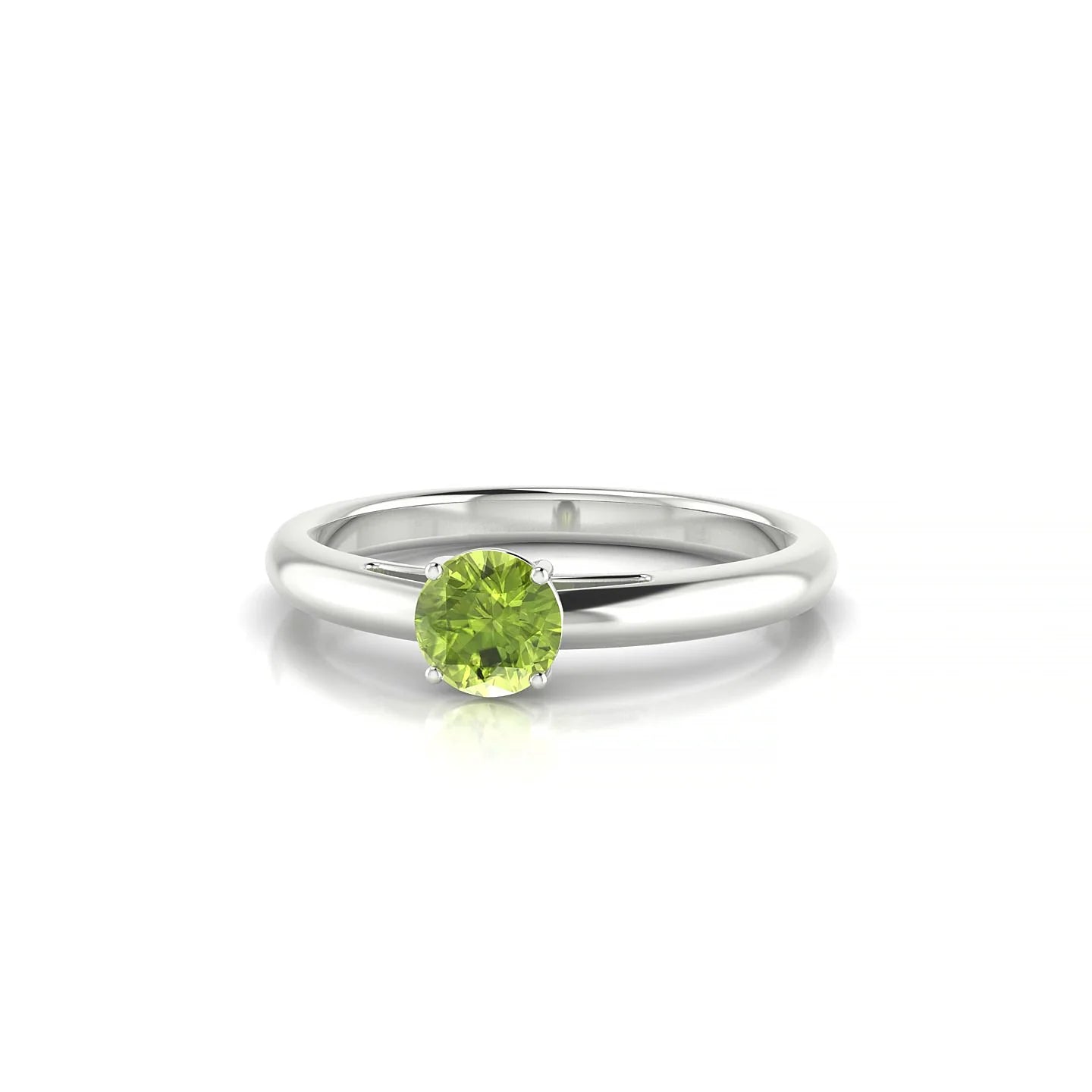 Treasure | 18k White Gold 4.5 mm Round Peridot Ring