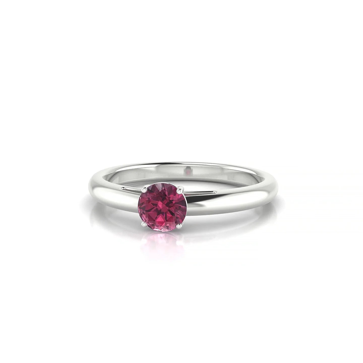 Treasure | 18k White Gold 4.5 mm Round Rhodolite Ring