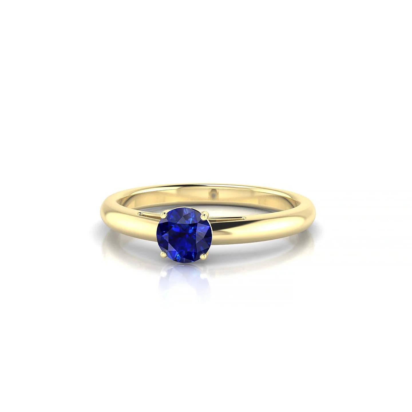 Treasure | 18k Yellow Gold 4.5 mm Round Sapphire Ring