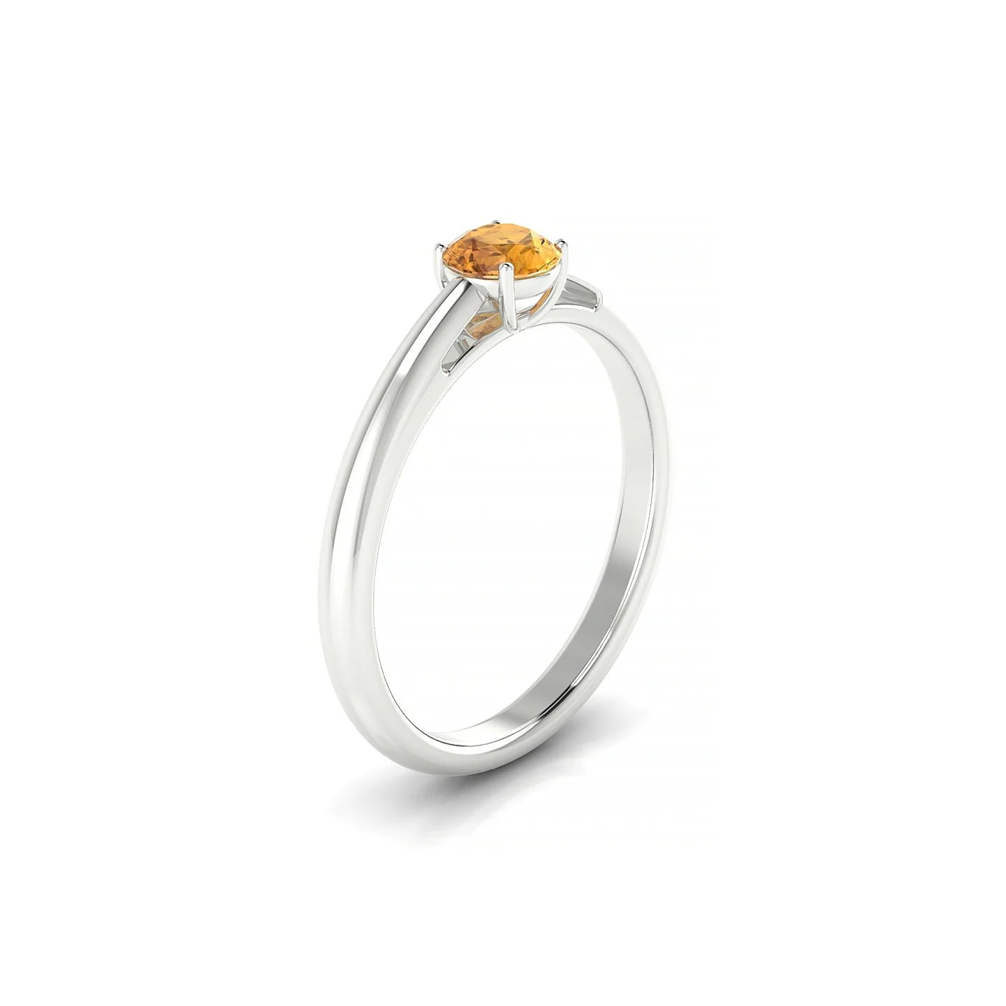 Treasure | 18k White Gold 4.5 mm Round Citrine Ring